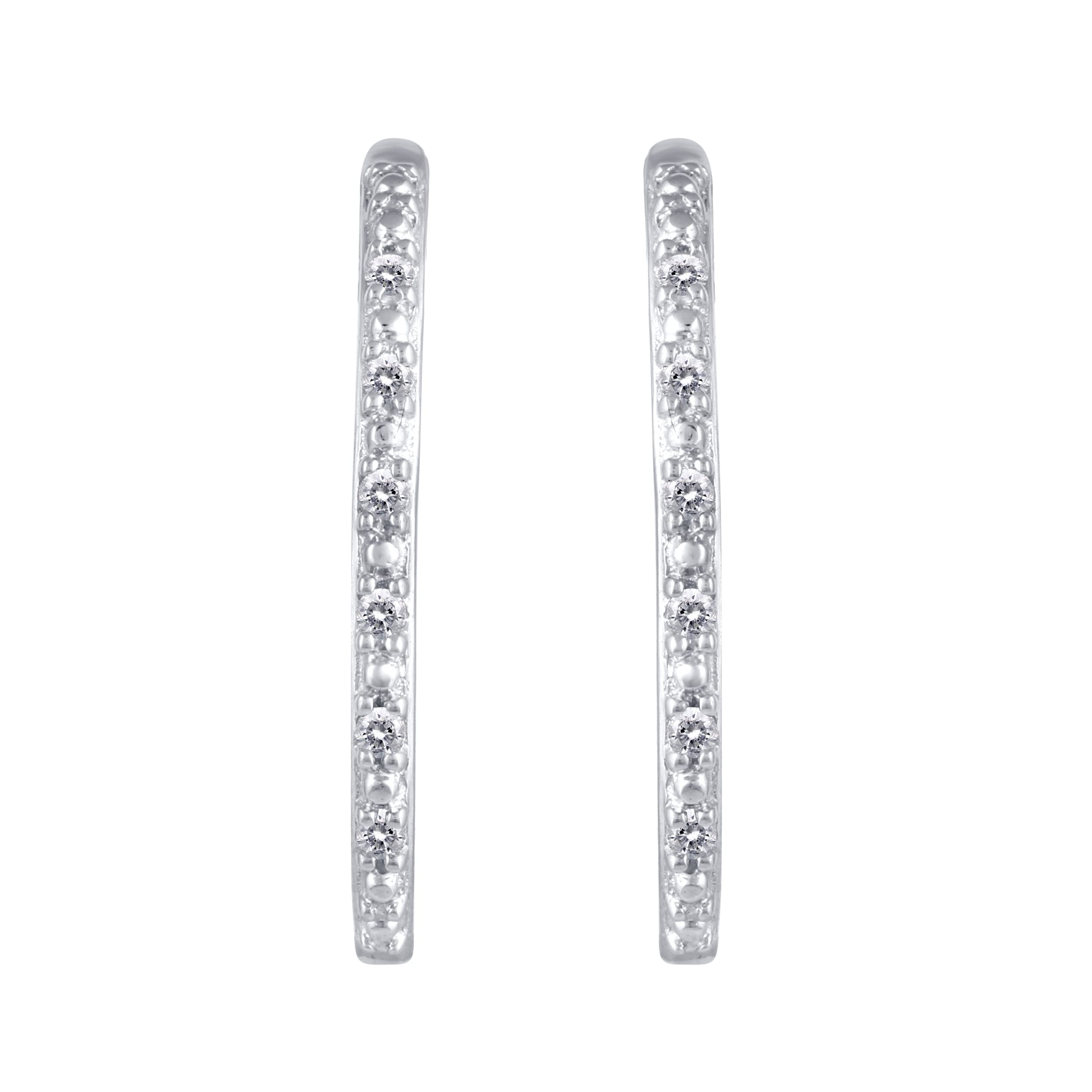 1/10 CTW Natural Diamond Stud Earrings - 925 Sterling Silver Open Hoop Earrings for Women | Perfect for Everyday Wear, Gift Giving & Special Occasions
