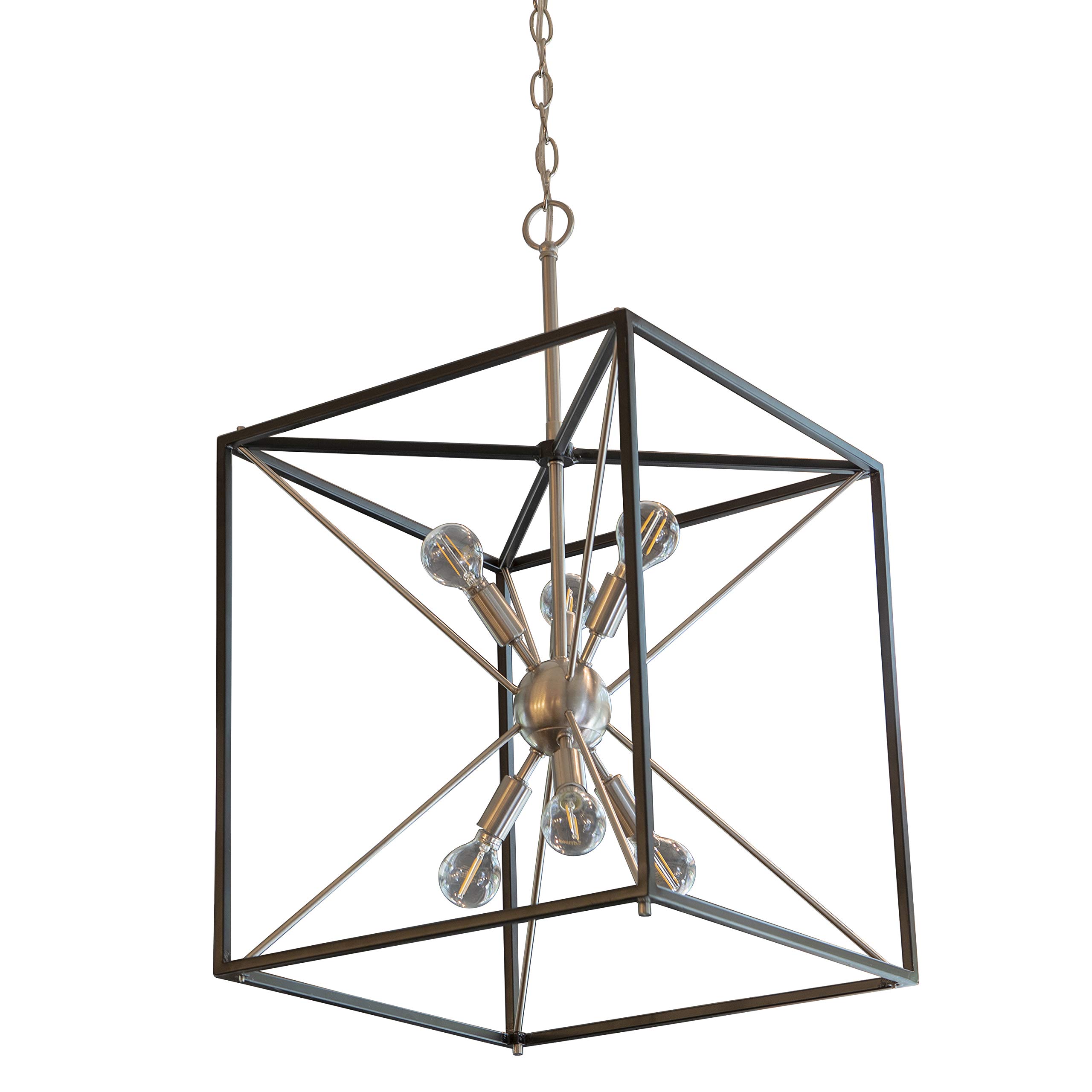 Decor Therapy CH1885 Sadler 6-Light Steel and Glass Pendant Light Fixture - Perfect for Dining Room, Kitchen Island, or Entryway Lighting