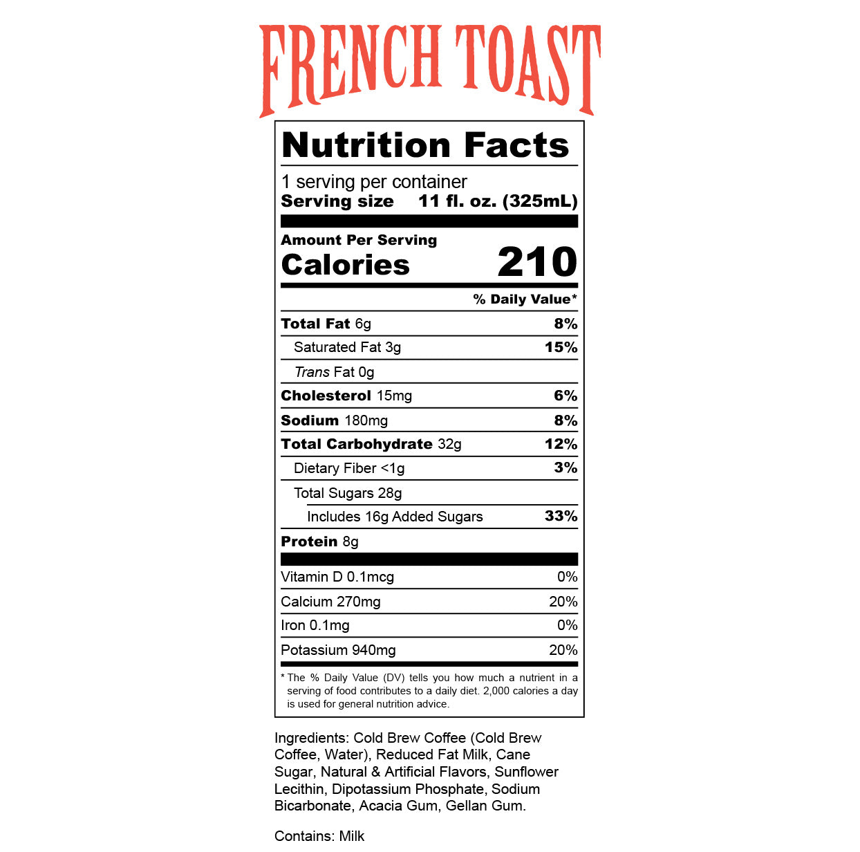 French Toast Cold Brew Latte - Sweet & Creamy Coffee Drink for Breakfast, Dessert & Relaxation | Perfect for Home, Office & Cafes