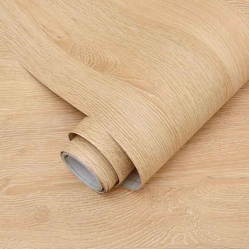 Self-Adhesive Waterproof Peel and Stick Wallpaper - Wood Grain Contact Paper for Kitchen Cabinets, Countertops, Furniture, Shelves - Oil-Proof Boeing Film (5m x 60cm) - Easy DIY Home Renovation & Decoration for Walls, Drawers, Tables