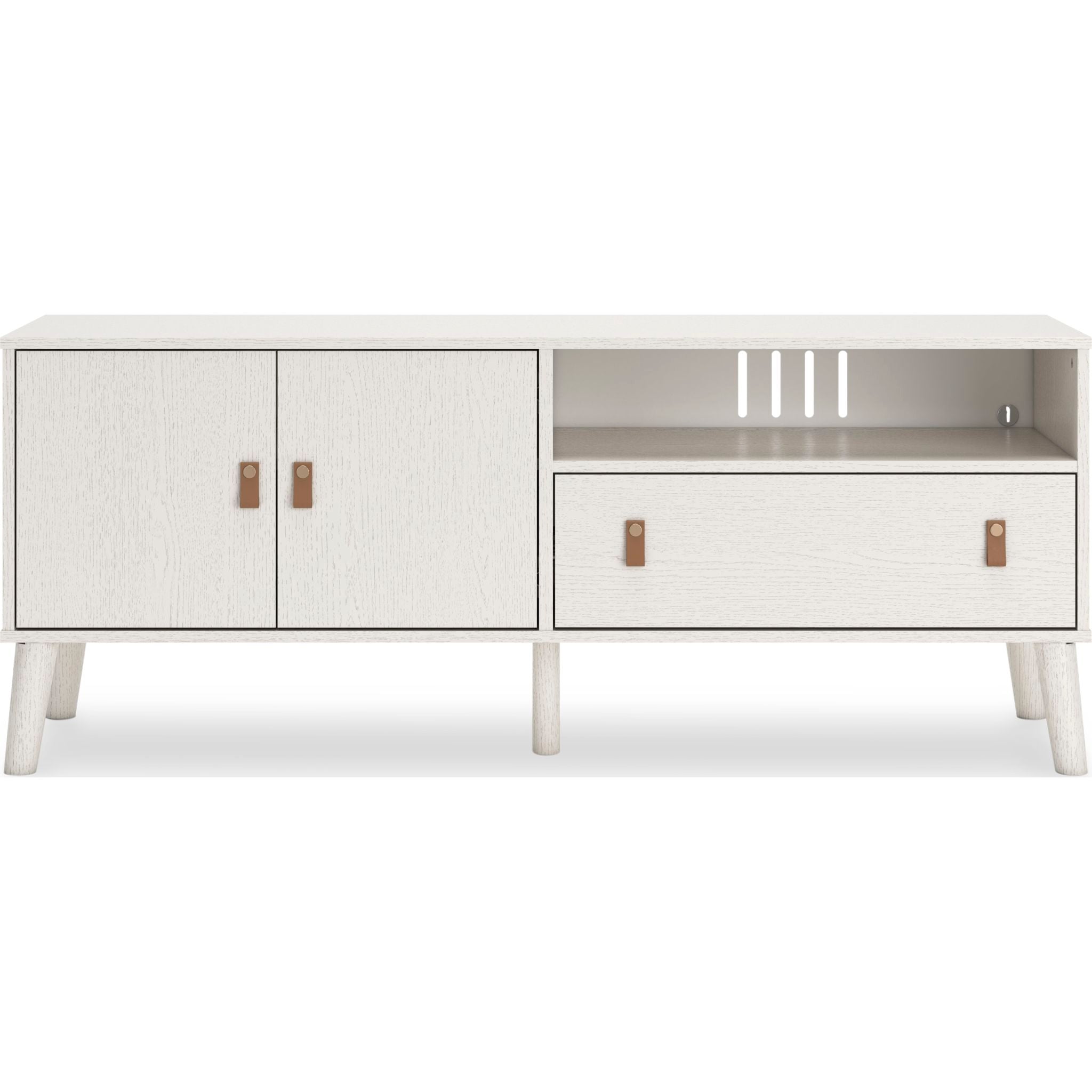 Aprilyn Modern TV Stand for Living Room - White, Sturdy Wooden Entertainment Center with Storage Shelves for Flat Screen TVs up to 65