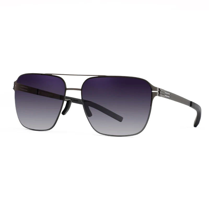 Black Full Rim Square Double Bridge Stainless Steel Sunglasses for Men - UV Protection, Polarized, Fashionable Eyewear - Perfect for Driving, Outdoor Sports & Daily Wear