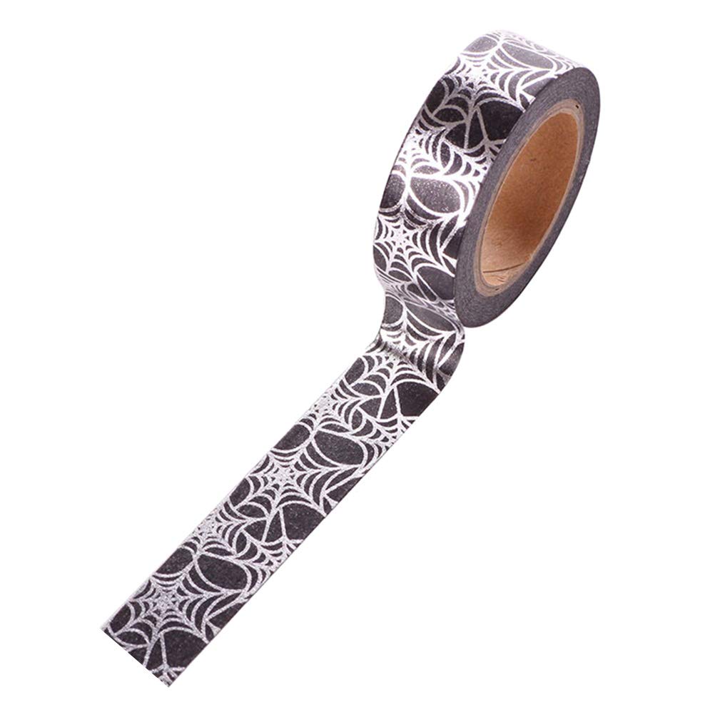 BESPORTBLE 1 Roll Silver Spider Web Tape - DIY Decorative Adhesive Tape for Scrapbooking, Gift Wrapping, Halloween Decor & Craft Projects - Perfect for Journals, Party Decorations & Creative Packaging