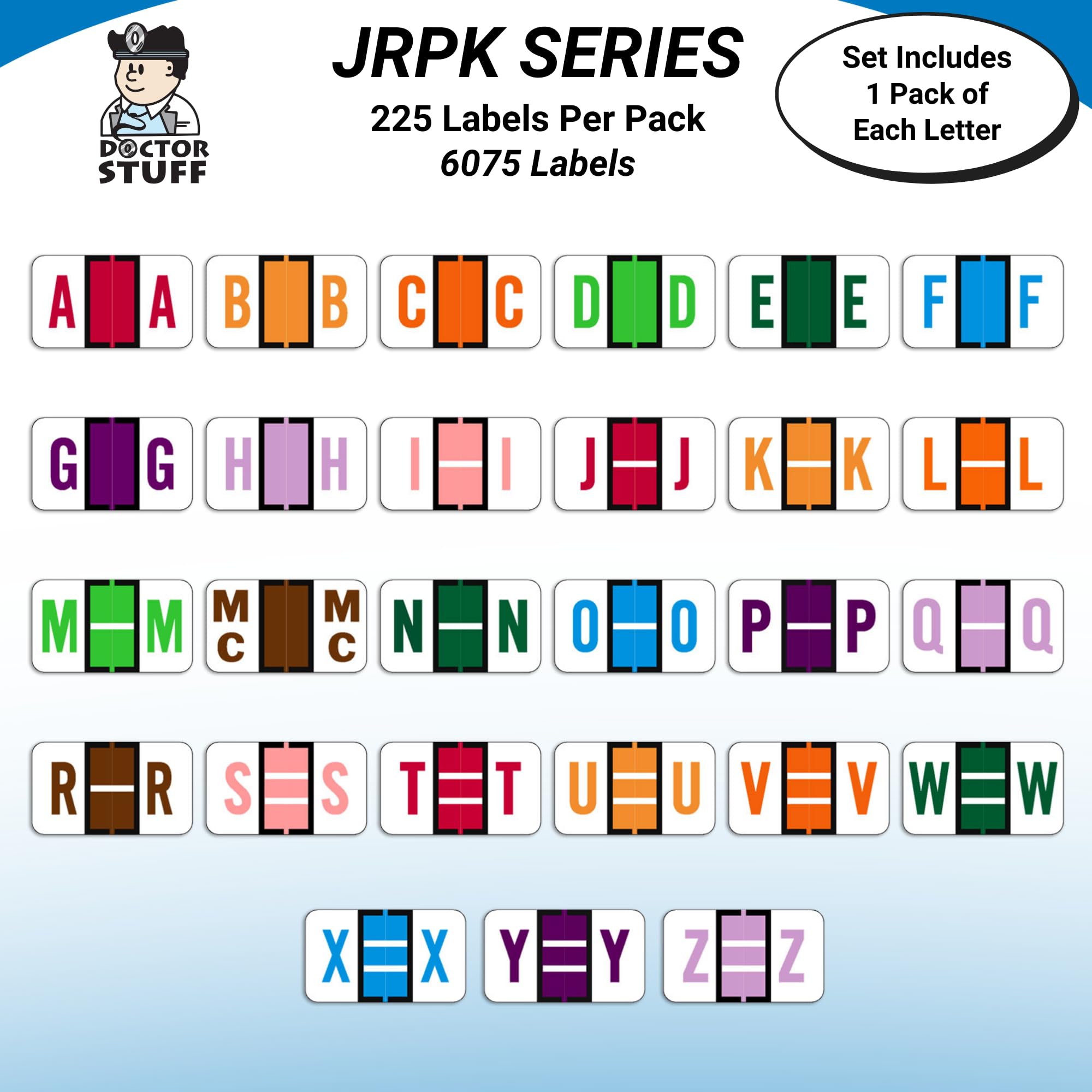 Alphabet Labels for File Folders - Complete A to Z & Mc Set with 225 Stickers per Letter (6075 Total), Compatible with Jeter/TAB 5100 - JRAM Series | Office Organization, Medical Records, School Supplies, Library Filing System