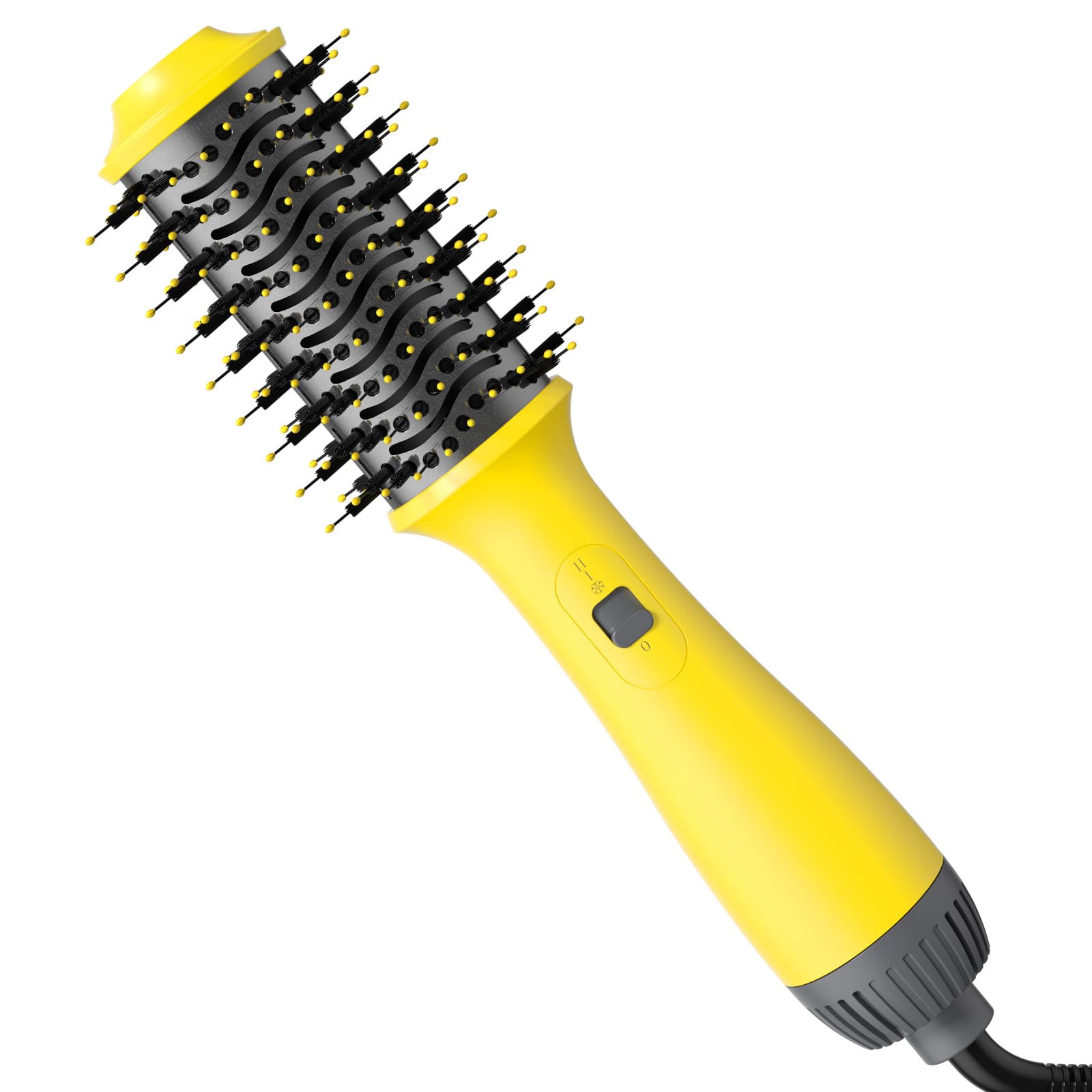4 in 1 Hot Air Brush Hair Dryer & Styler Volumizer with Negative Ionic Technology - Yellow Blow Dryer Brush for All Hair Types | Perfect for Home Salon Styling, Travel & Quick Hair Drying
