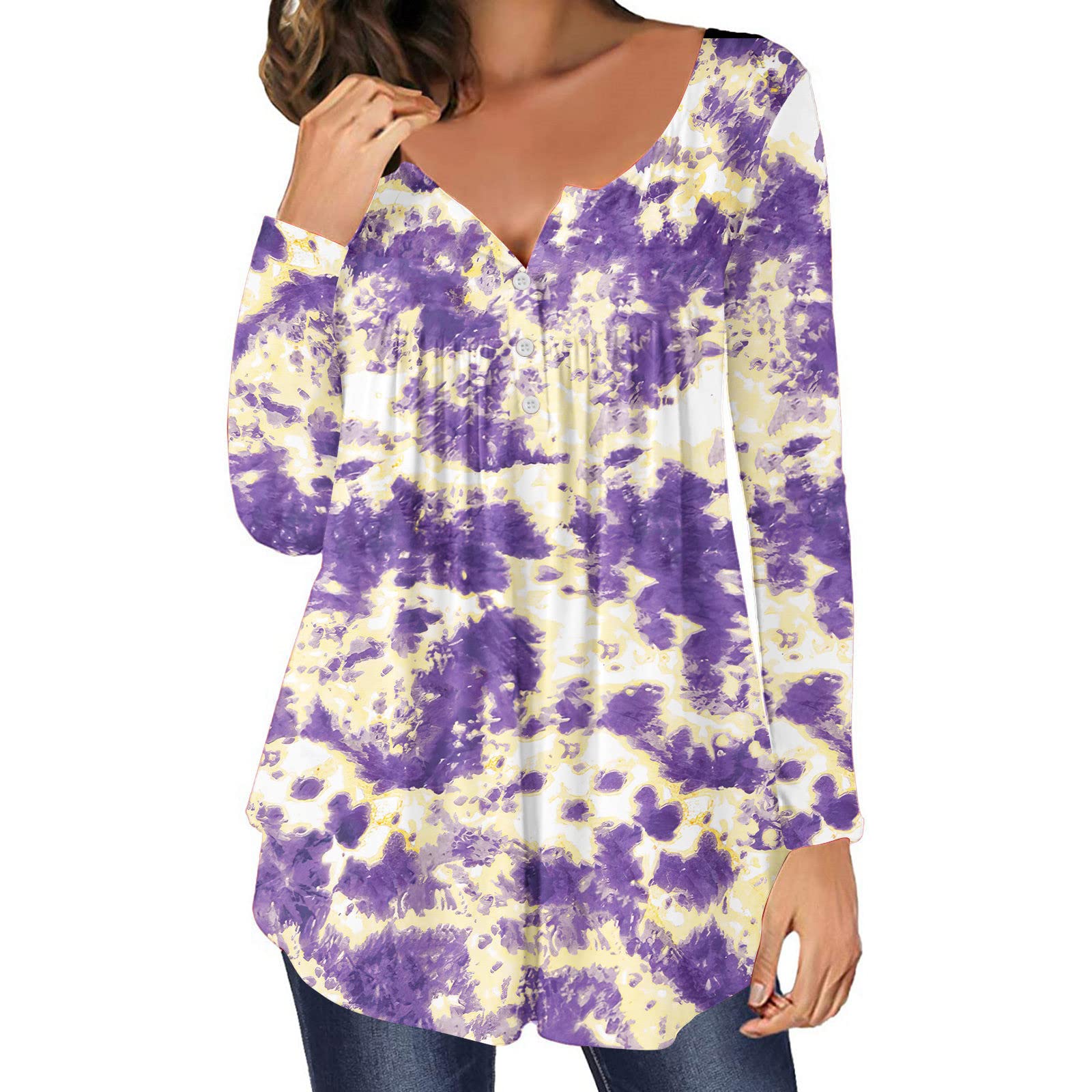 Women's Tunic Tops 2022 - Hide Belly Long Sleeve T-Shirts, Cute Flowy Henley Shirts, Casual Dressy Blouses for Leggings - Perfect for Work, Yoga & Everyday Wear
