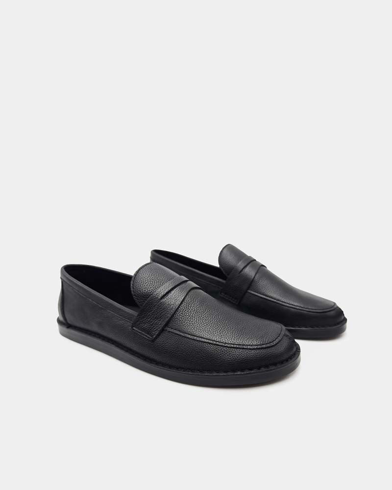 Black Leather Classic Penny Loafers for Men - Comfortable & Stylish Slip-On Shoes for Business, Casual & Office Wear