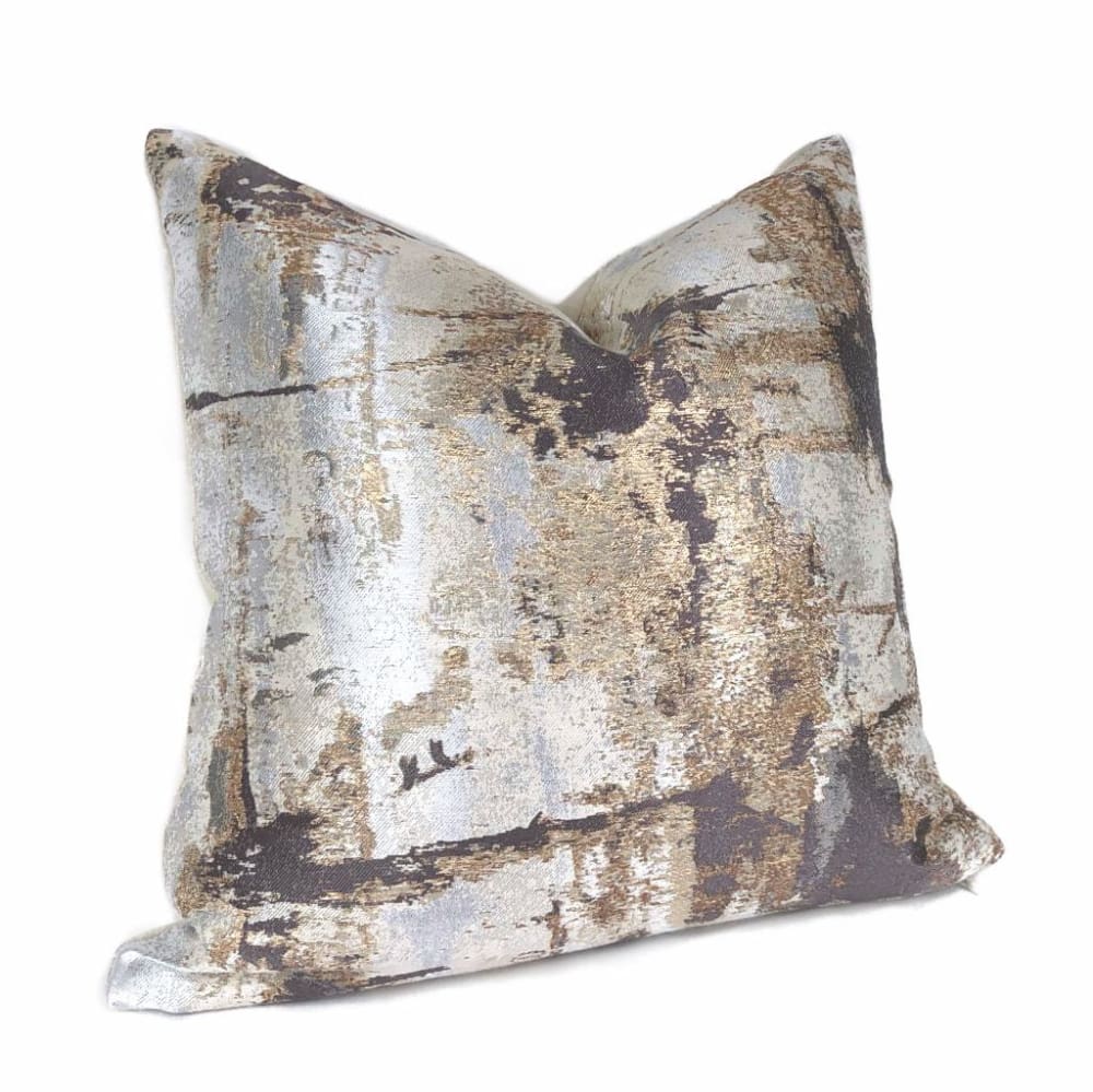 Lumina Metallic Brown Gold Cream Quartz Texture Pillow Cover - Decorative Throw Pillow Case for Sofa, Bed, Couch - Home Decor & Living Room Accent