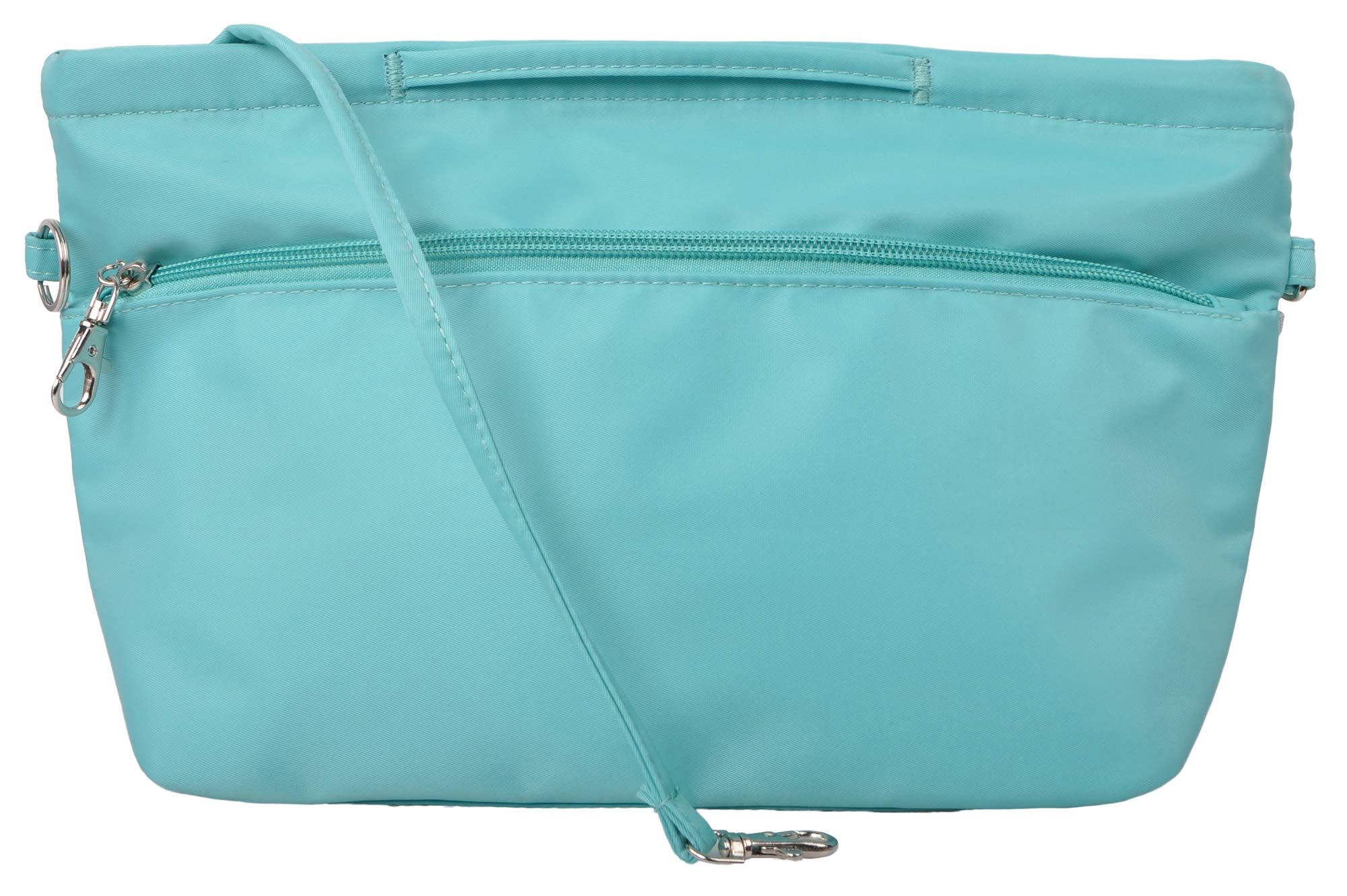 Vercord Soft Nylon Handbag Organizer with 10 Pockets & Zipper Closure - Tote Bag Insert with Keychain & Handle for Women's Purses, Travel & Daily Essentials Storage
