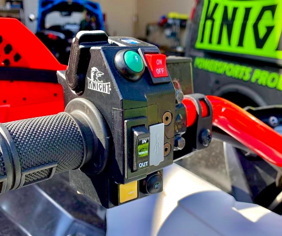 ATV Control Switches Box with Start Switch, Kill Switch, Light Bar Switch, Winch Switch, Reverse Override & Horn Button - Compatible with Arctic Cat, Brute Force, Polaris, Suzuki Twin Peaks, Yamaha Grizzly - Perfect for Off-Roading, Trail Riding & ATV Accessories Upgrade