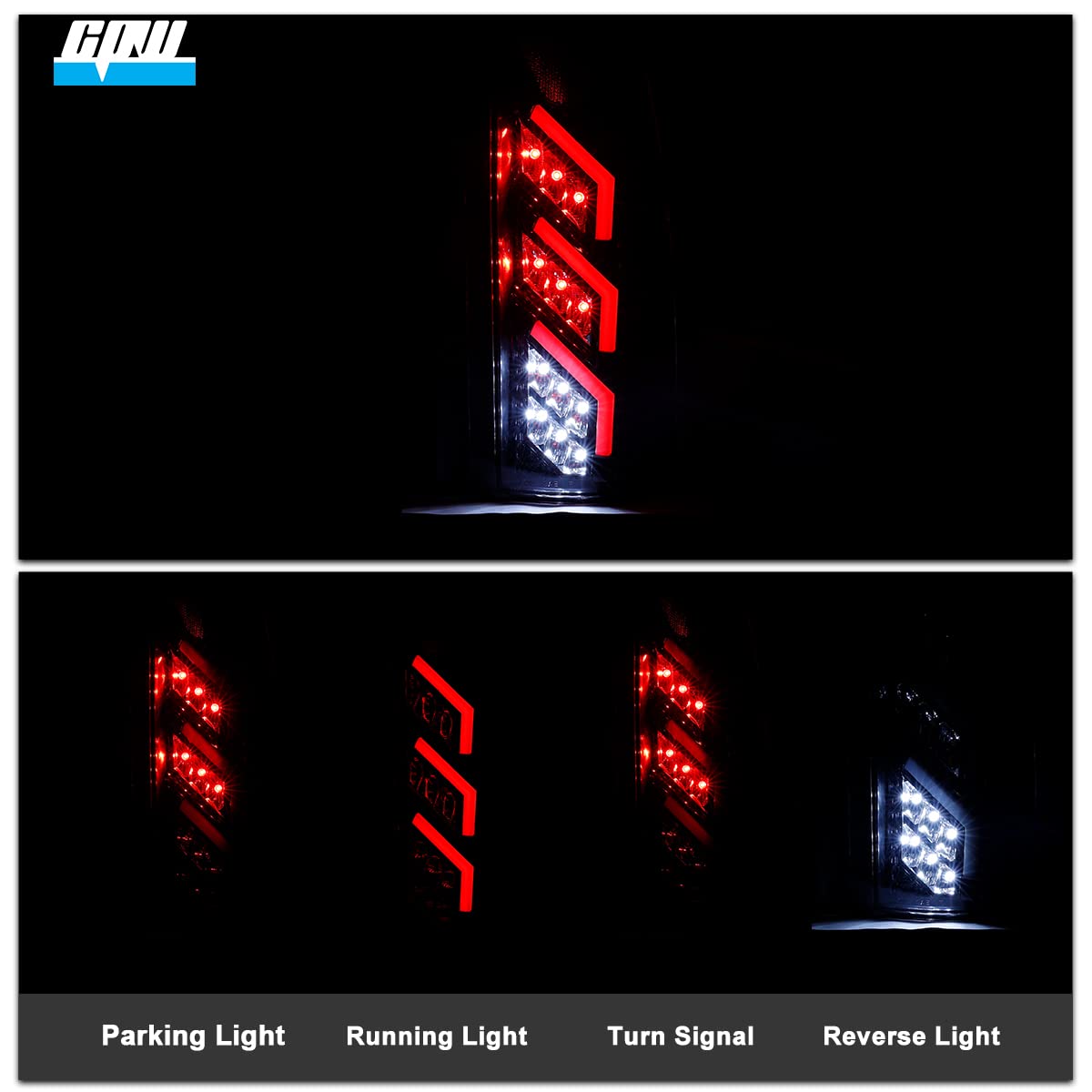 CPW LED Tail Lights - Gloss Black/Clear - Compatible with 1988-2000 Chevy C/K 1500/2500/3500, Suburban, Tahoe, Blazer, GMC C/K, Yukon, Cadillac Escalade - DOT/SAE Approved - Upgrade for Enhanced Visibility & Safety on Trucks & SUVs