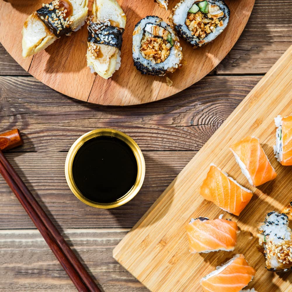 12 Pack 3.5 Inch Stainless Steel Mini Sauce Dishes - Small Round Individual Dipping Bowls for Sushi, Appetizers, Seasoning & Condiments | Perfect for Restaurants, Parties & Home Dining (Golden)