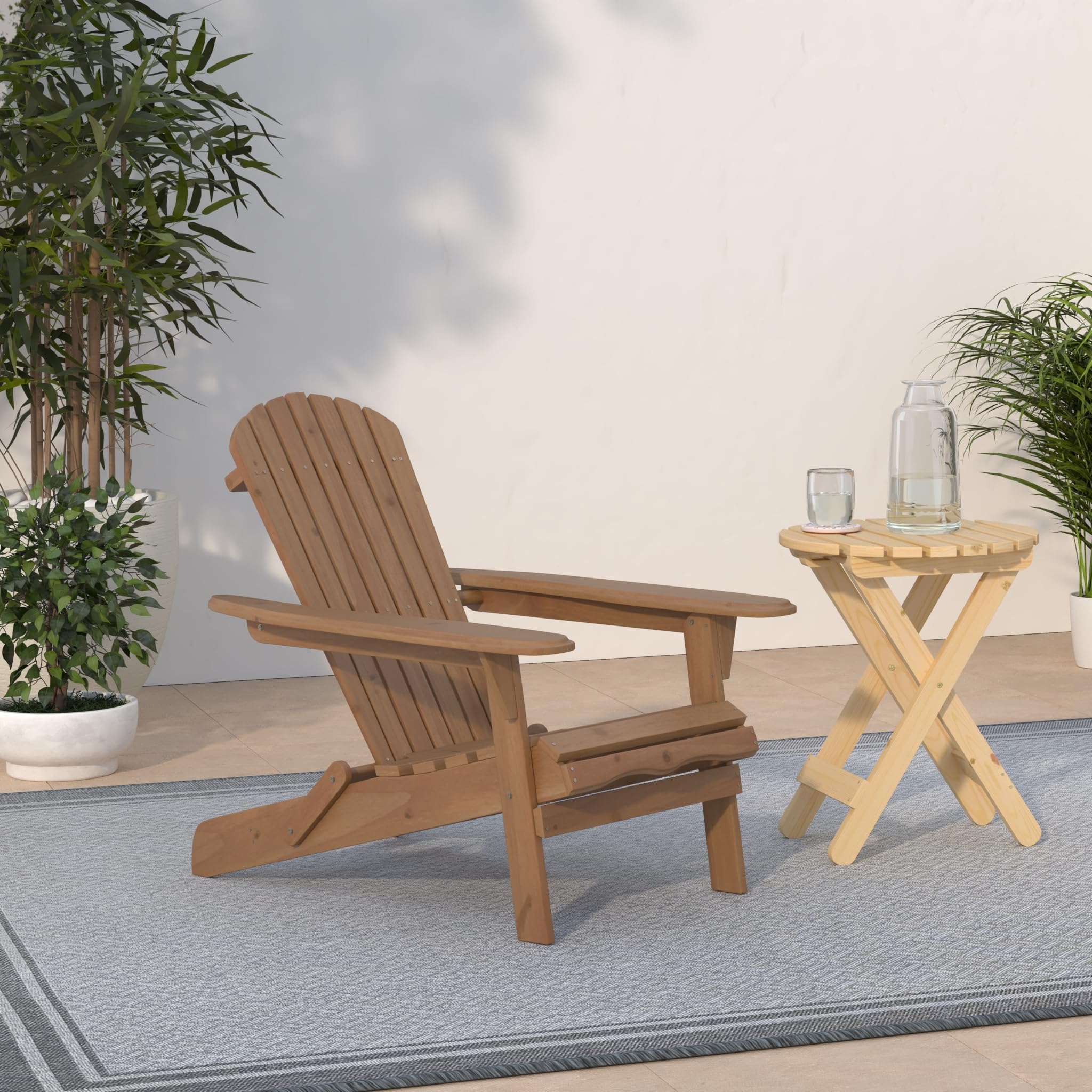**Premium Folding Adirondack Chair - Natural Wood Patio & Lawn Chair for Outdoor Relaxation - Perfect for Garden, Backyard, Fire Pit & Poolside Lounging**