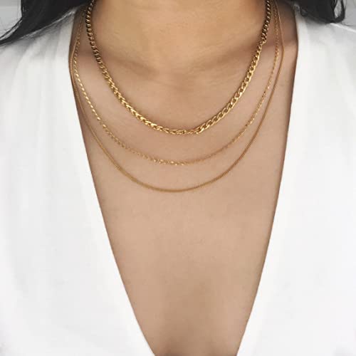 3Layered cuba lip chain gold