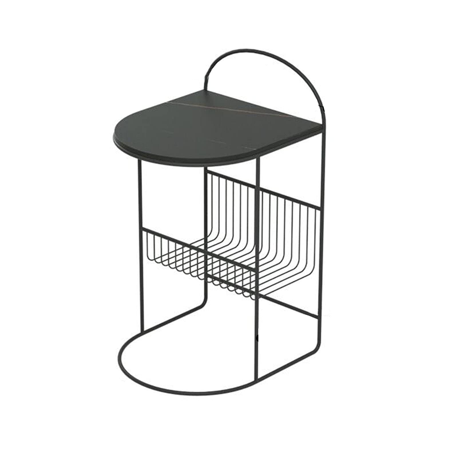 Modern Metal Curved Handle Side Table with Magazine Rack - C-Shaped Accent Table for Living Room, Bedroom & Office - Coffee Table, End Table - 4 Colors & Sizes (14.17x15.74x26.77in) - Perfect for Small Spaces, Reading Nooks & Home Decor