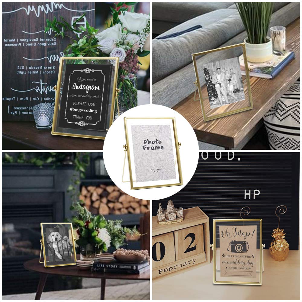 AceList Gold Metal Photo Frames 4x6 - Set of 3 for Tabletop Display