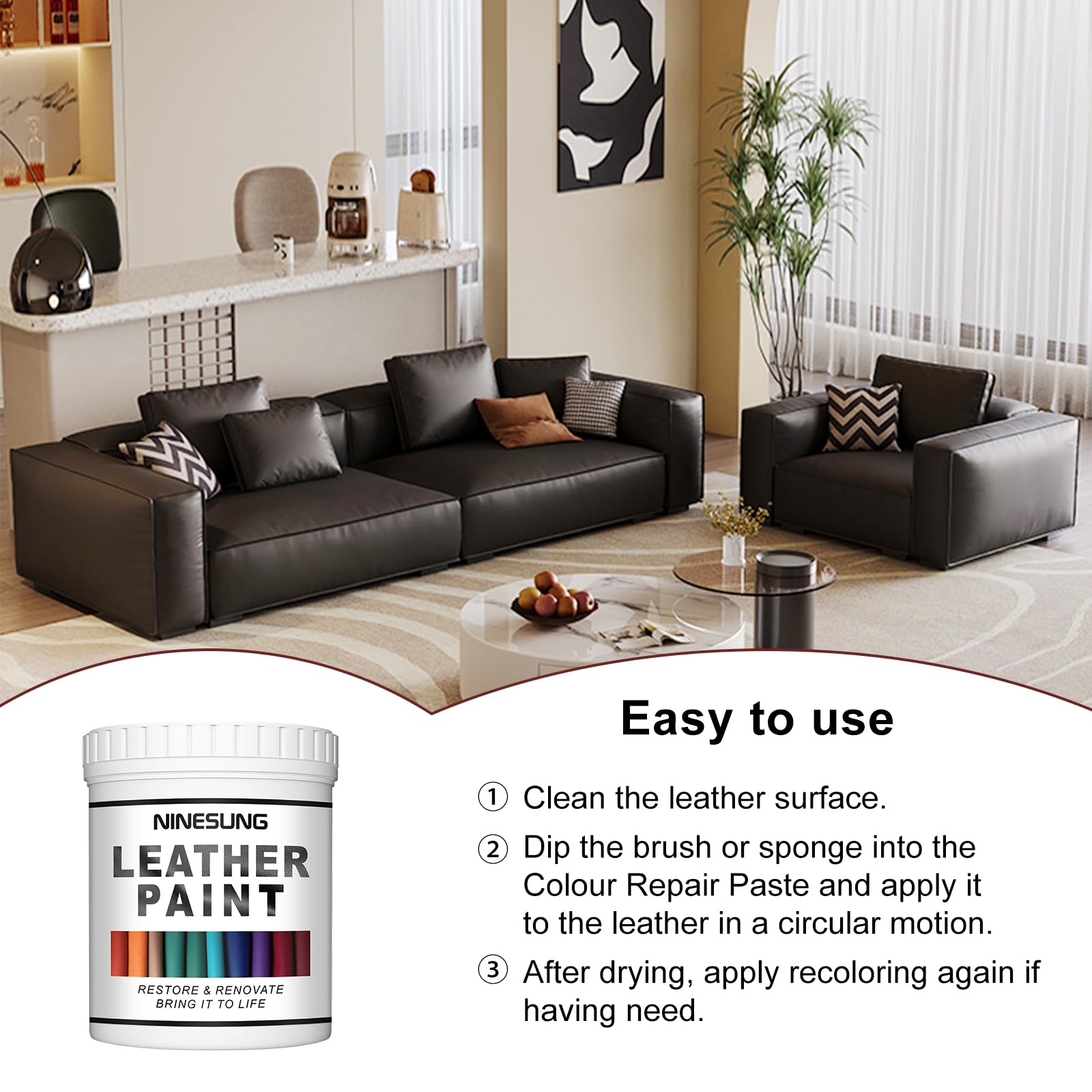 Premium Leather Paint for Shoes, Sneakers, Bags, Purses, Furniture & Car Seats - Professional Black Shoe Dye (4oz) - Restore & Customize Leather Goods for DIY Projects, Home Decor & Fashion Accessories