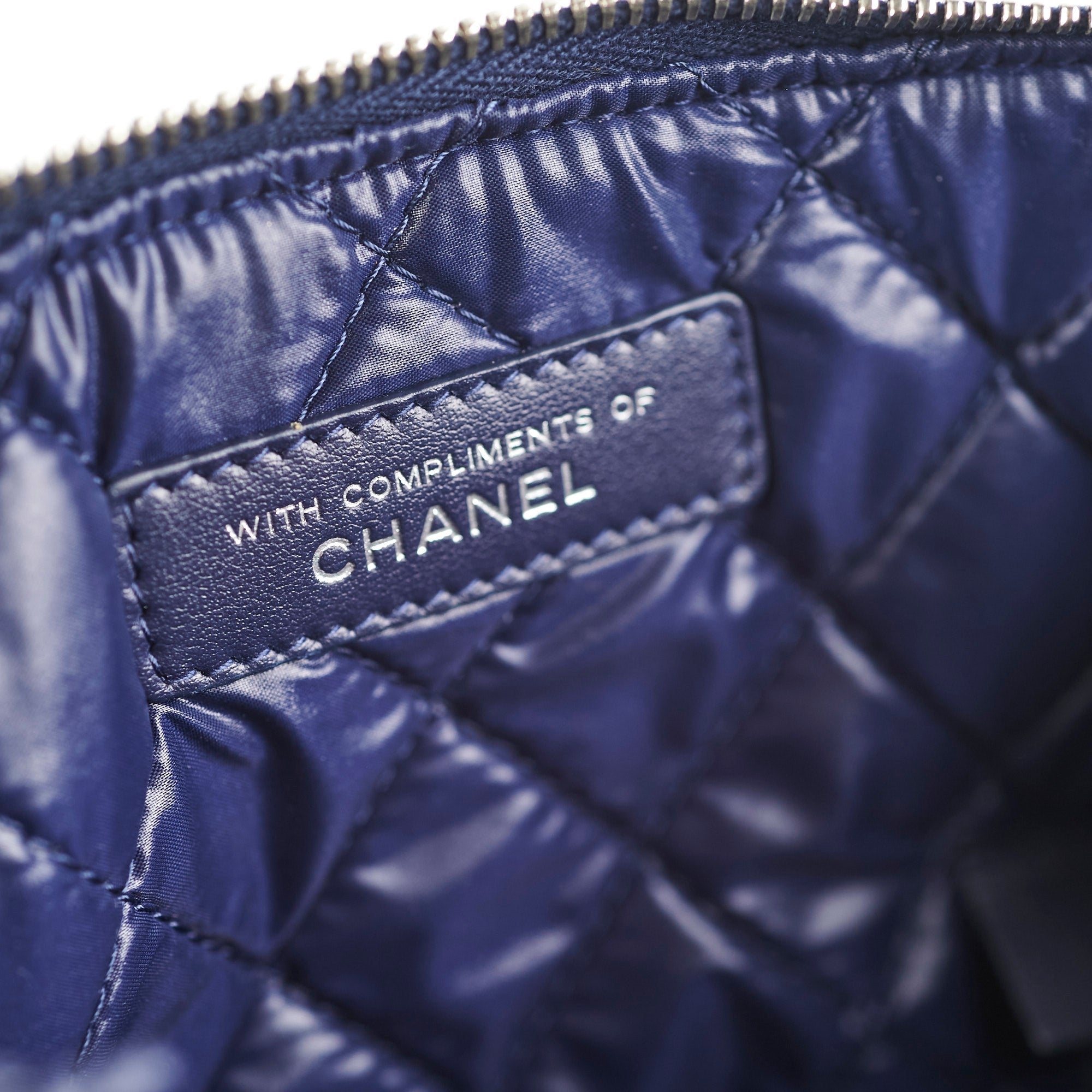 Chanel Quilted Caviar Leather Zip Pouch Wallet Navy Blue - Perfect for Everyday Use, Travel & Gift Giving