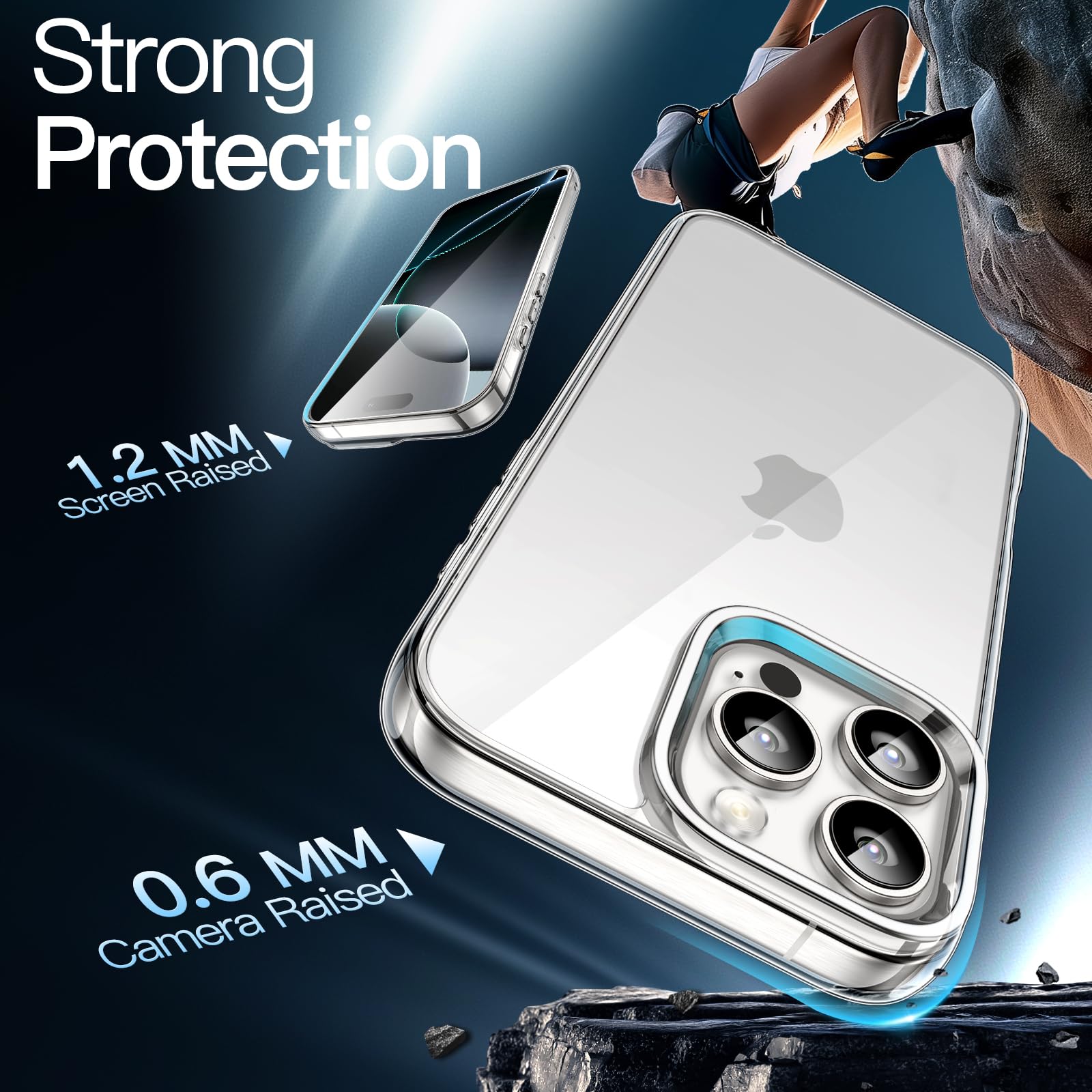 JETech Shockproof Clear Case for iPhone 16 Pro (6.3-Inch) | Non-Yellowing Bumper Cover with Anti-Scratch Protection | Perfect for Outdoor Activities, Work & Everyday Use
