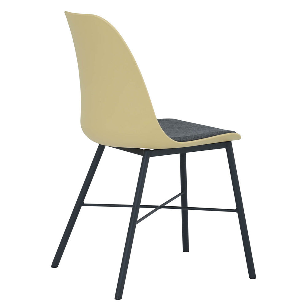 LAXMI Modern Dining Chair - Dusty Yellow & Black Upholstered Seat - Comfortable & Stylish for Kitchen, Dining Room, or Breakfast Nook