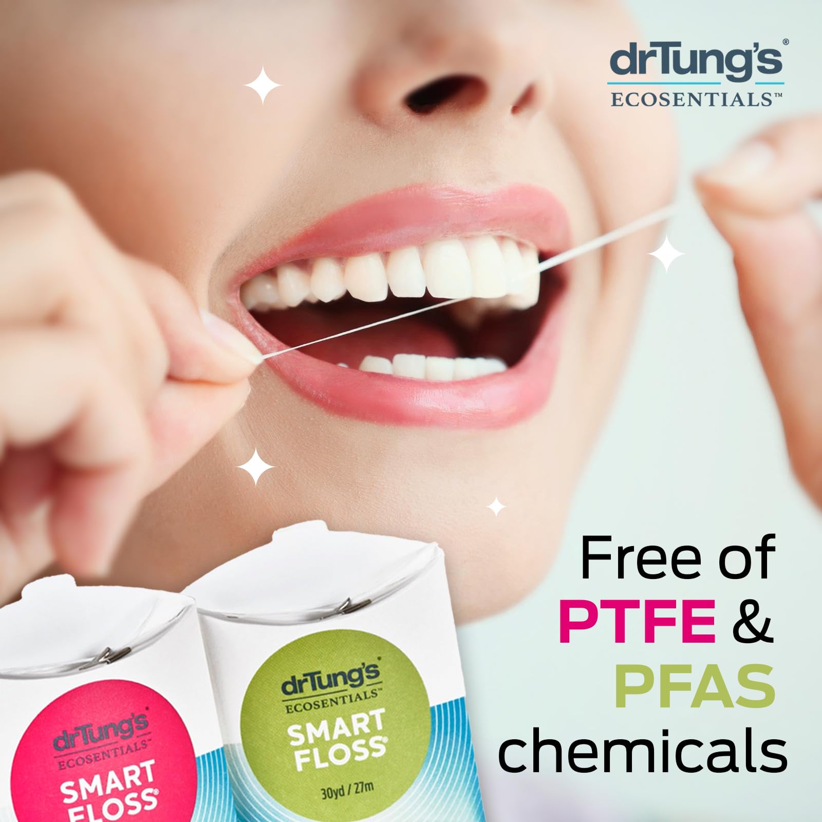 DrTung's Smart Floss - Natural Expanding Dental Floss | PTFE & PFAS Free, BPA Free | Gentle on Gums, Cardamom Flavor (Pack of 11) | Perfect for Travel, Home & Office Oral Care