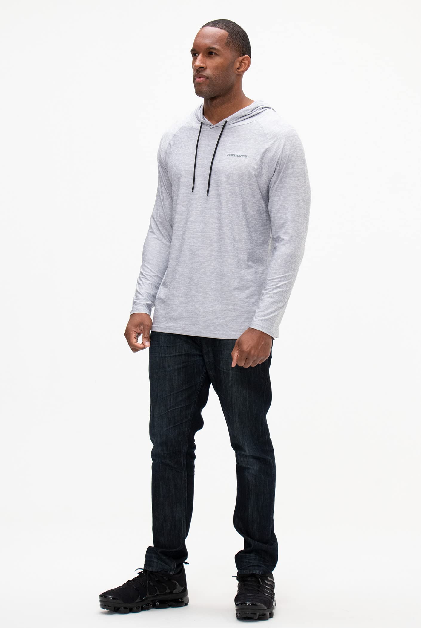 DEVOPS Men's Hoodie - Long Sleeve Pullover for Fishing, Hiking, Running & Workout - Comfortable Athletic Shirt for Outdoor Activities & Gym Training