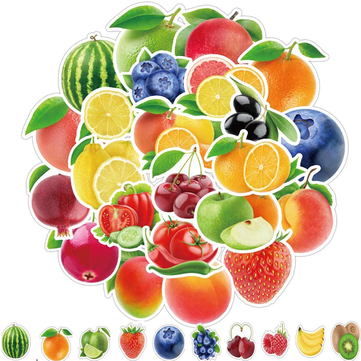 100 Pcs Fruits and Vegetables Stickers - Aesthetic Vinyl Decals for Water Bottles, Laptops, Notebooks | Cute Waterproof Stickers for Kids, Students, Teachers, Teens & Adults | Perfect for School, Office, DIY Crafts & Personalizing Belongings