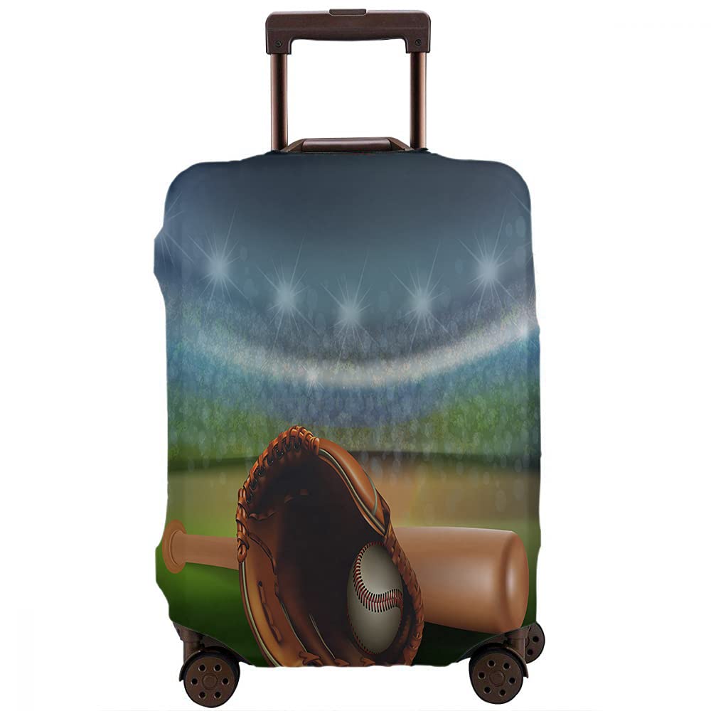WONDERTIFY Baseball Luggage Cover - Washable Suitcase Protector for 22-24 Inch Bags with Glove, Ball & Bat Design | Anti-Scratch Travel Accessory for Baseball Games, Stadium Trips & Night Events