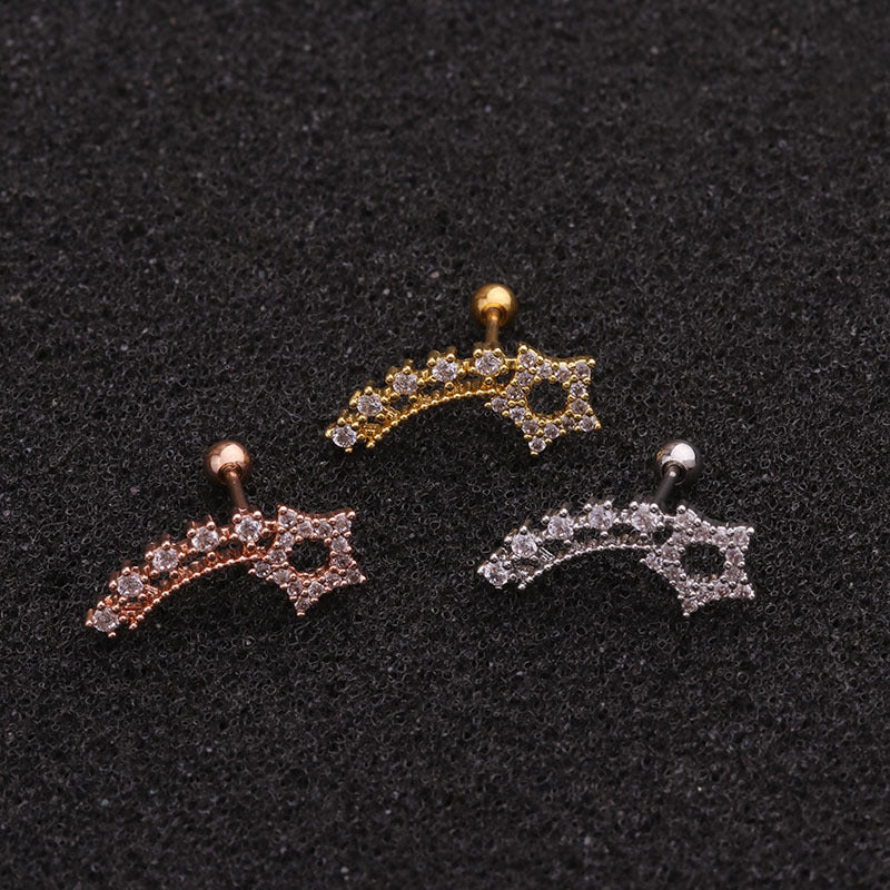 20G Shooting Star Cartilage Barbell Stud Earring - Surgical Steel Body Jewelry for Tragus, Helix & Rook Piercings | Perfect for Everyday Wear & Night Out Accessories | HSPJ1948