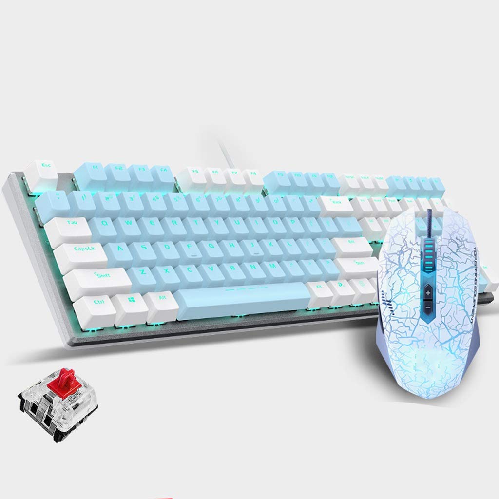 Alloy Mechanical Gaming Keyboard and Mouse Combo with RGB Backlit, Multimedia Keys - Wired USB Gaming Keyboard Set for PC, Laptop Gamers (Blue-Red Switch) - Perfect for FPS, MOBA Games and Late-Night Gaming Sessions