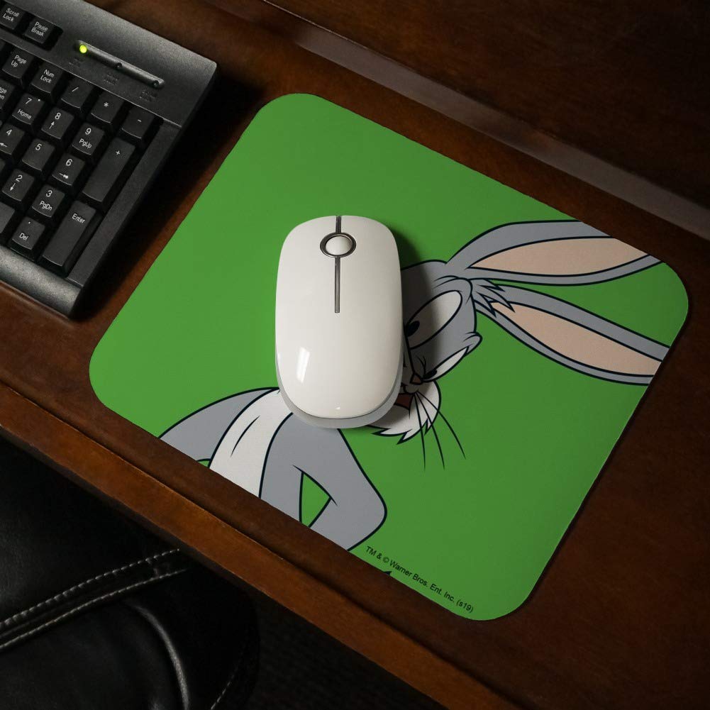 Looney Tunes Bugs Bunny Low Profile Gaming Mouse Pad - Ultra Thin Non-Slip Rubber Base for PC, Laptop & Office Use
