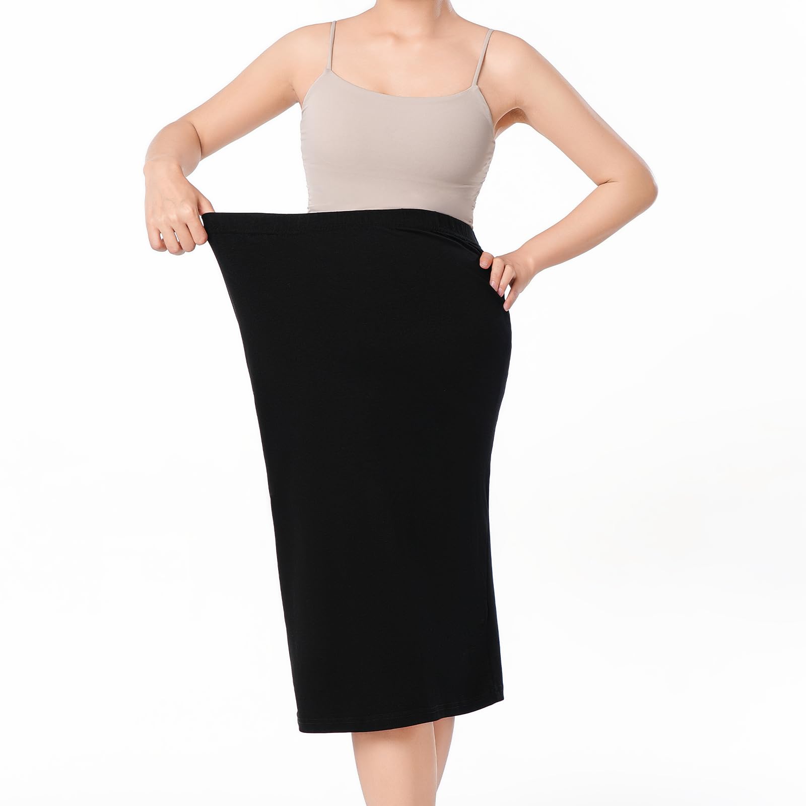 Women's Maternity Pencil Skirt - Over The Belly Stretchy Midi Skirt for Pregnancy, Solid Color Work Outfit (Office, Business Casual, Maternity Photoshoot)