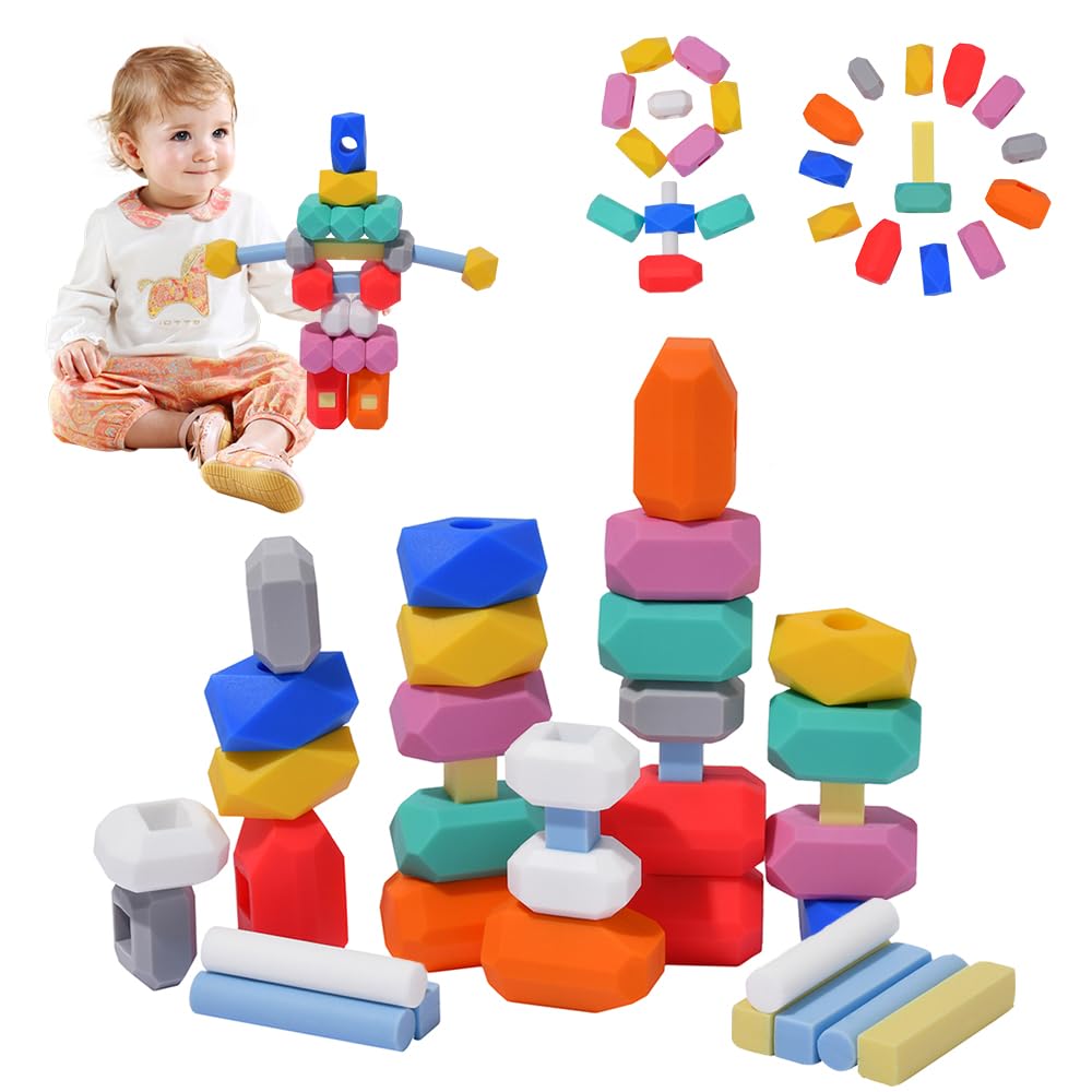 **36-Piece Silicone Stacking Building Blocks for Toddlers – Montessori Sensory Learning Toys, Safe & Durable Stacking Games for Boys & Girls – Perfect for Early Childhood Development & Playtime Fun**
