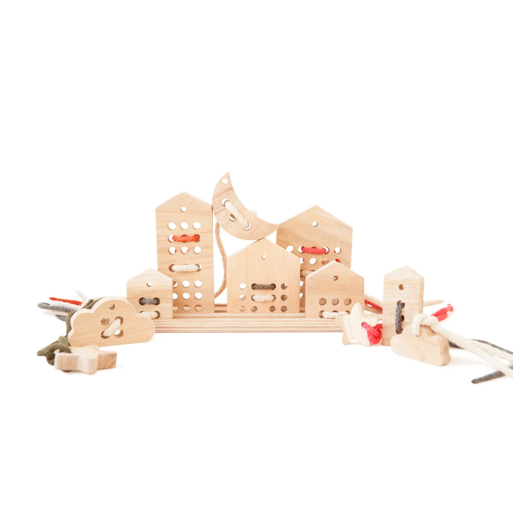 Babai Wooden Lacing Toy Set - Montessori Learning Toys for Toddlers, Fine Motor Skills Development, Early Education Activity - Perfect for Preschool Classroom & Home Playtime