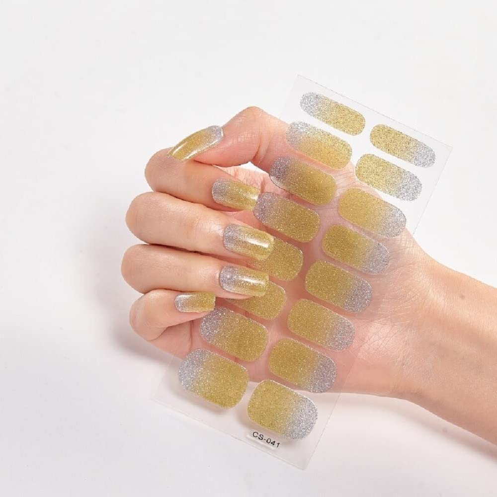 5 Sheet Self-Adhesive Nail Sticker Set - DIY Nail Wraps with Glitter Sequins & Powder for Nail Art Decoration (CS-41) | Perfect for Home Manicures, Parties & Special Occasions