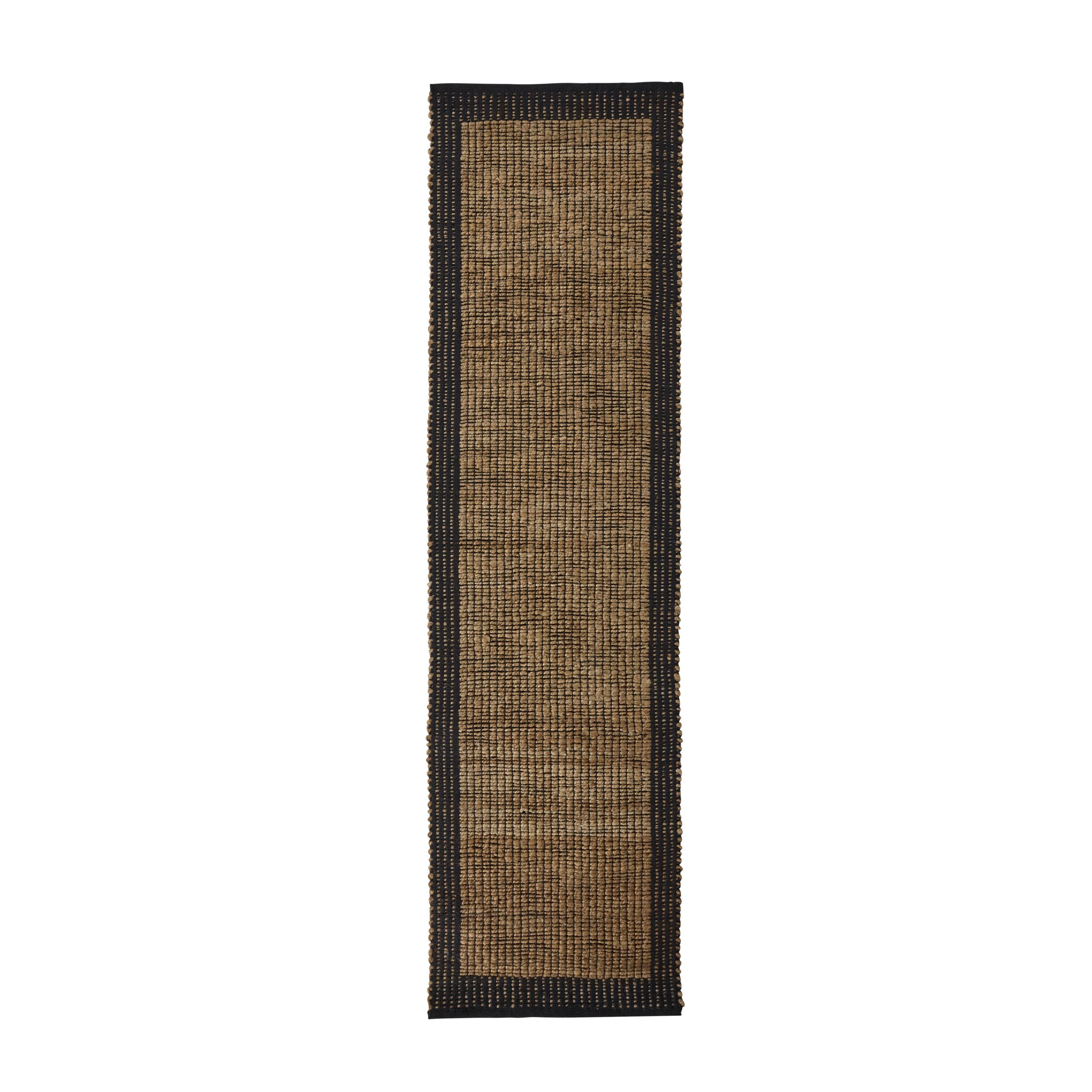 Alhambra Border Jute Runner Rug - Natural Walnut Color - 80x300cm (31x118 inches) - Eco-Friendly Handwoven Jute Carpet for Dining Room, Hallway, or Entryway Decor