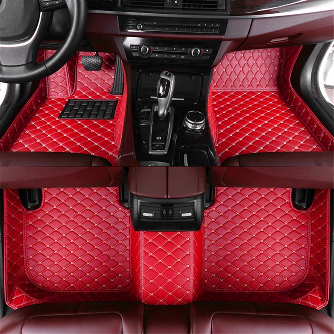 Premium All-Weather Car Floor Mats for Chrysler 200 (2012-2016) - Full Coverage Non-Slip Leather Liners in Red - Perfect for Daily Commuting & Road Trips