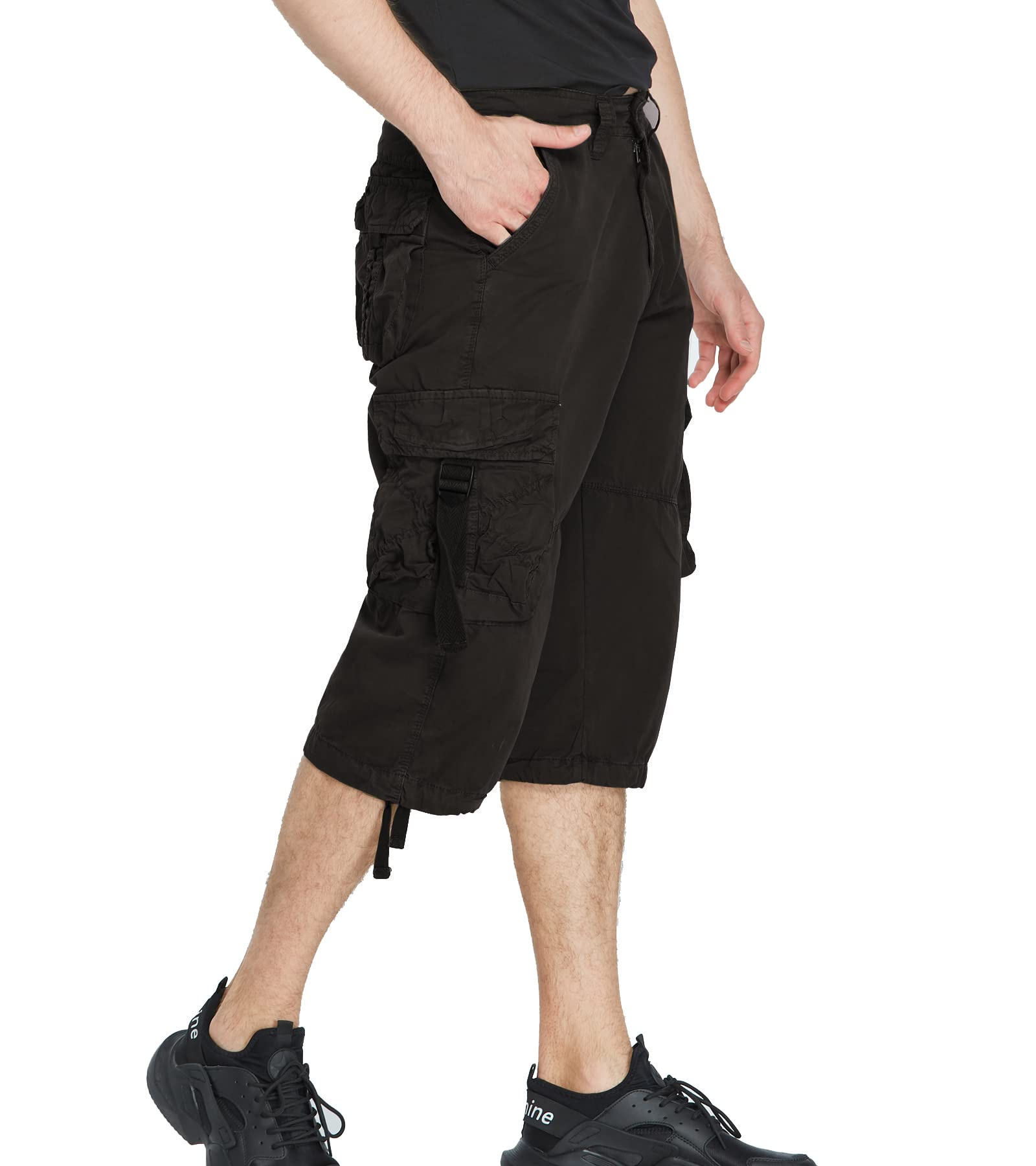 Men's 3/4 Length Cargo Shorts - Below The Knee Casual Outdoor Shorts for Hiking, Travel & Summer Activities