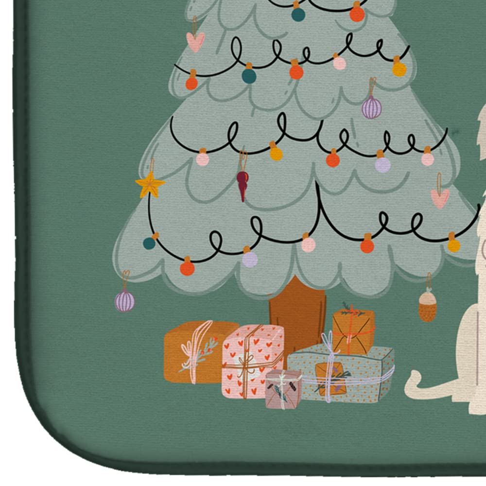 Irish Wolfhound Christmas Dish Drying Mat - Absorbent Kitchen Counter Pad for Holiday Decor