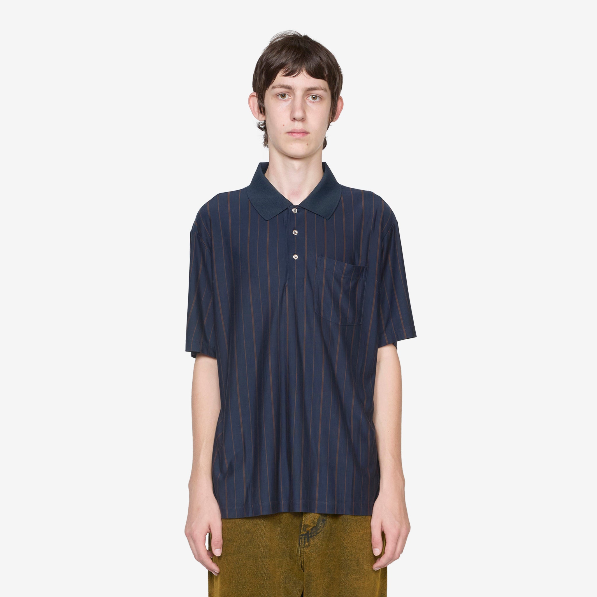Stylish Men's Polo Shirt in Navy Blue & Dark Brown - Perfect for Casual Wear, Office & Outdoor Activities
