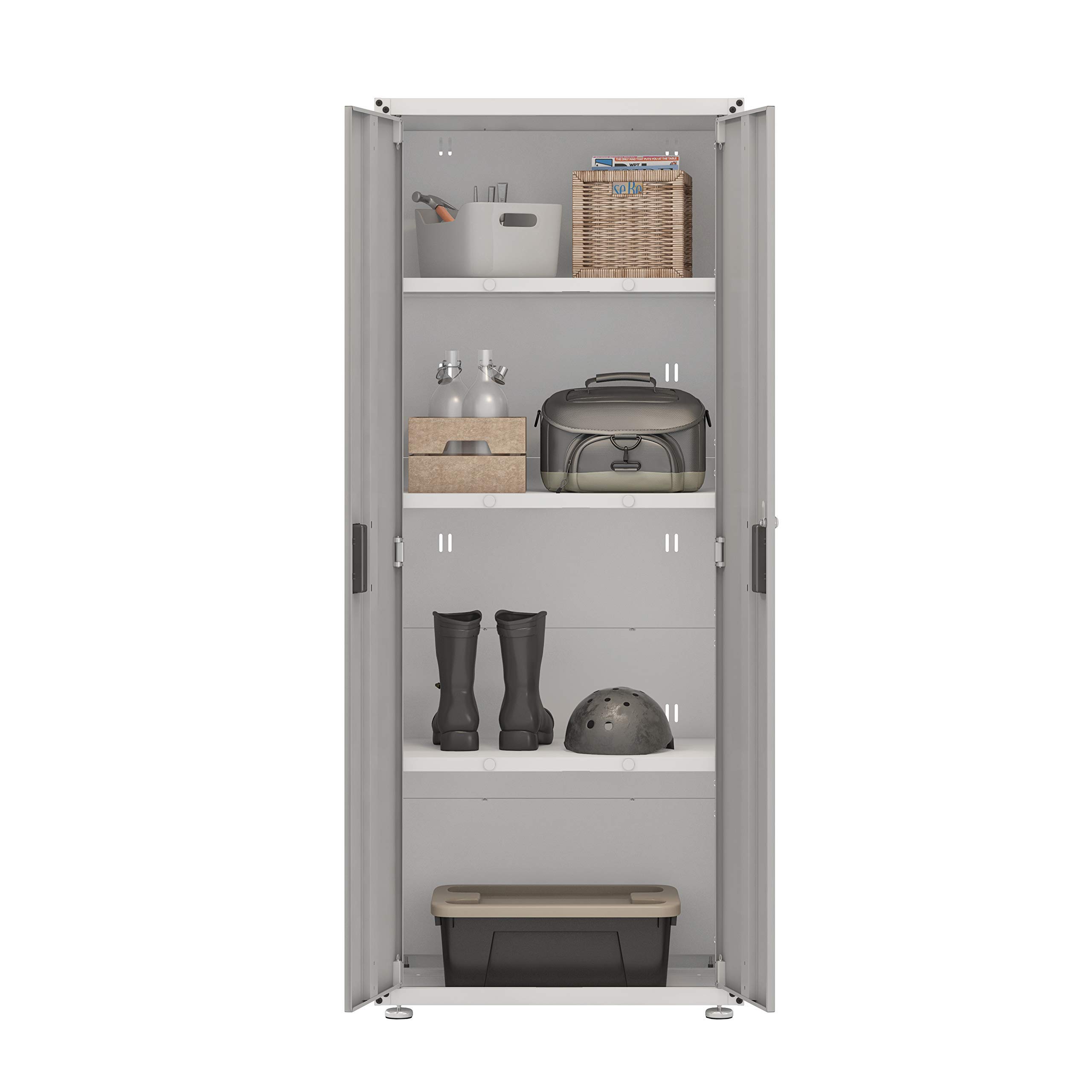 Ready-to-Assemble Steel Storage Cabinet with Lock & Key - Tall Kitchen & Garage Cabinet for Office, Classroom, Home - Removable Shelves, Pivot Hinges - 18.2