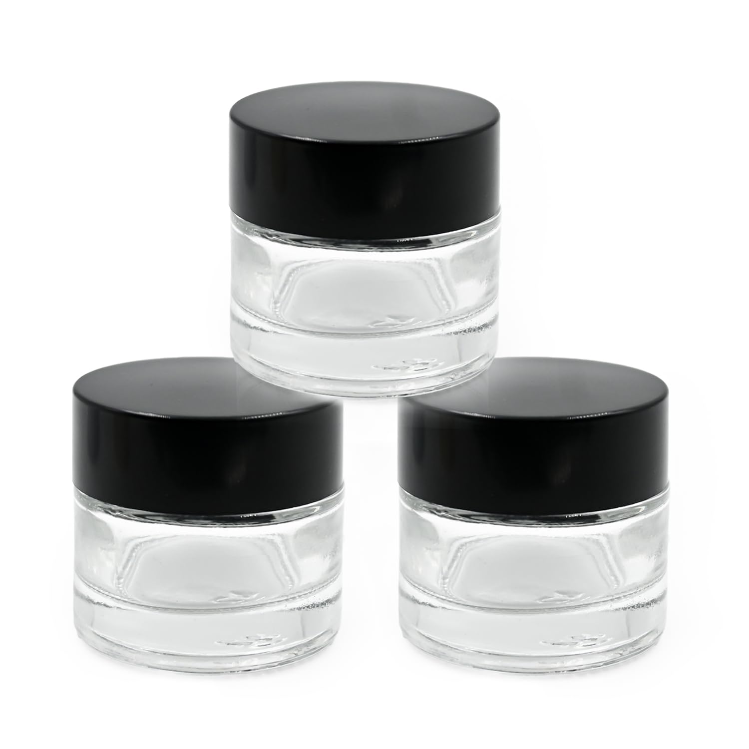 Happy Packaging 10g Clear Round Empty Glass Cosmetic Jars with Black Cap & White Inner Lids - Perfect for DIY Creams, Balms, Face Scrubs & Body Lotions | Ideal for Home Beauty Products, Skincare Storage & Travel Containers