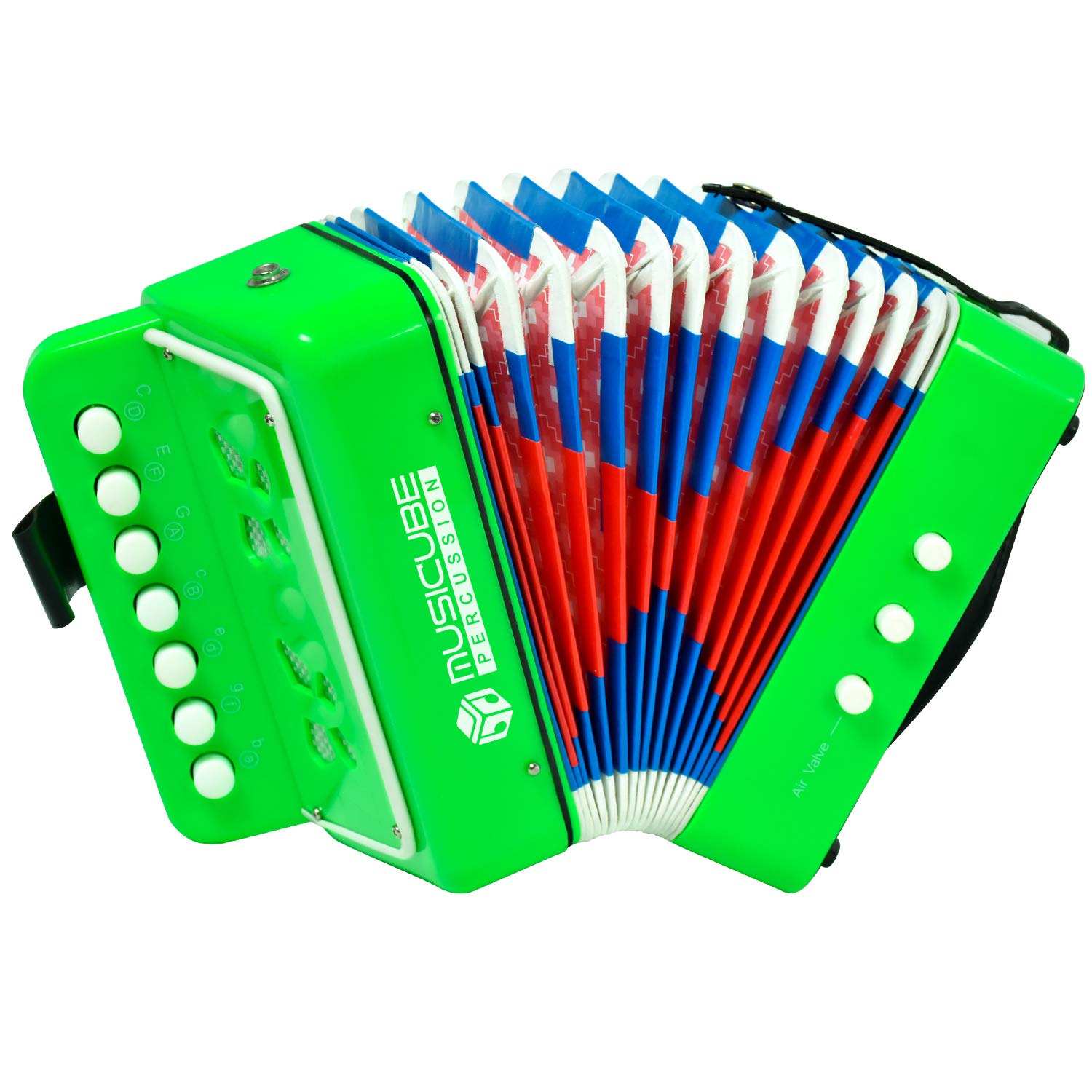 10-Key MUSICUBE Kids Accordion Toy - Educational Musical Instrument for Boys & Girls | Portable Mini Accordion for Preschool Learning, Birthday Gifts & Music Exploration (Green)