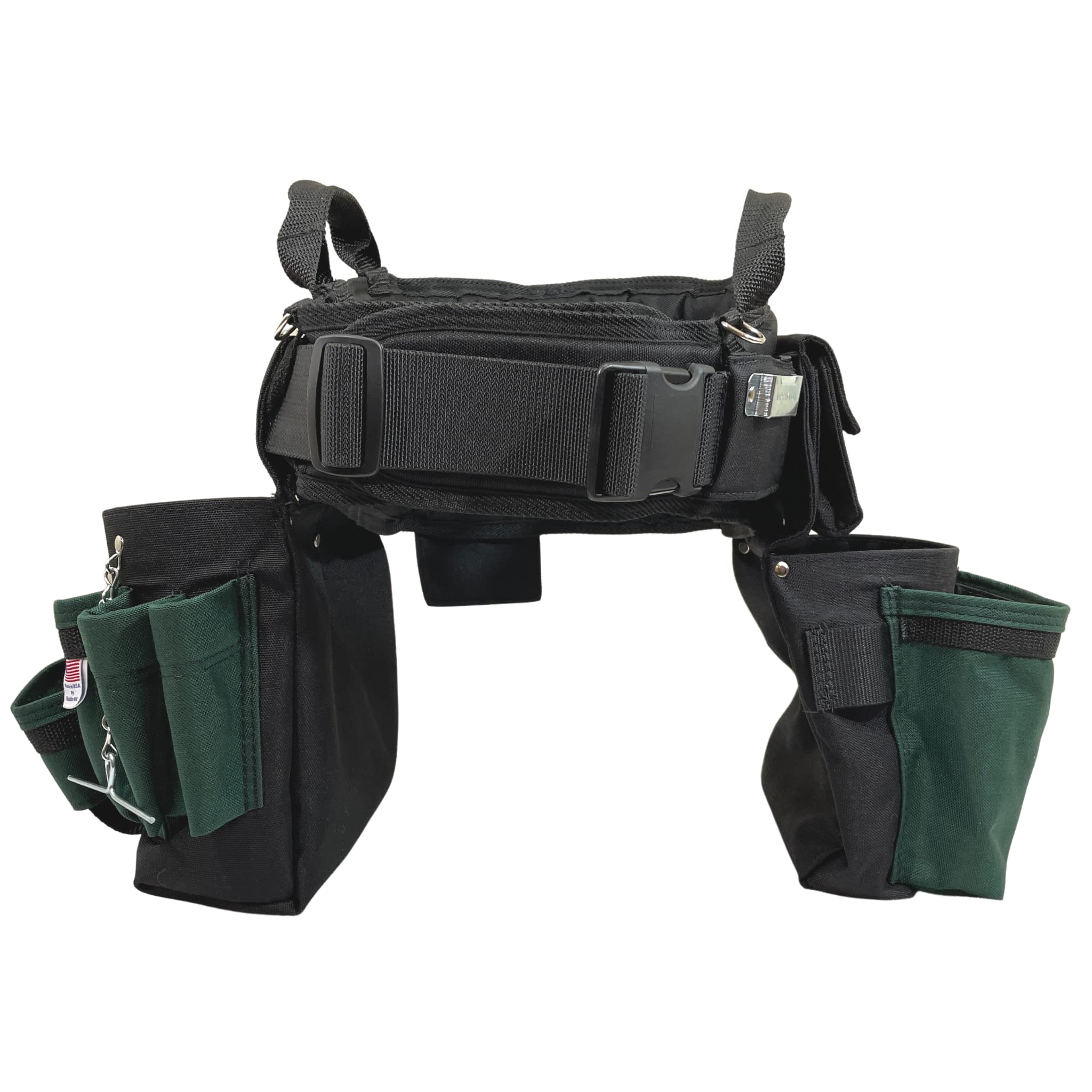 BOULDER BAG Ultimate Electrician's MAX Combo Tool Belt with Comfort Back Support & Quick Release Buckle - Heavy Duty Work Belt for Professionals (Green, 2X-Large 43-48 Inch Waist) - Made in USA - Perfect for Construction, Electrical Work & Home Improvement Projects