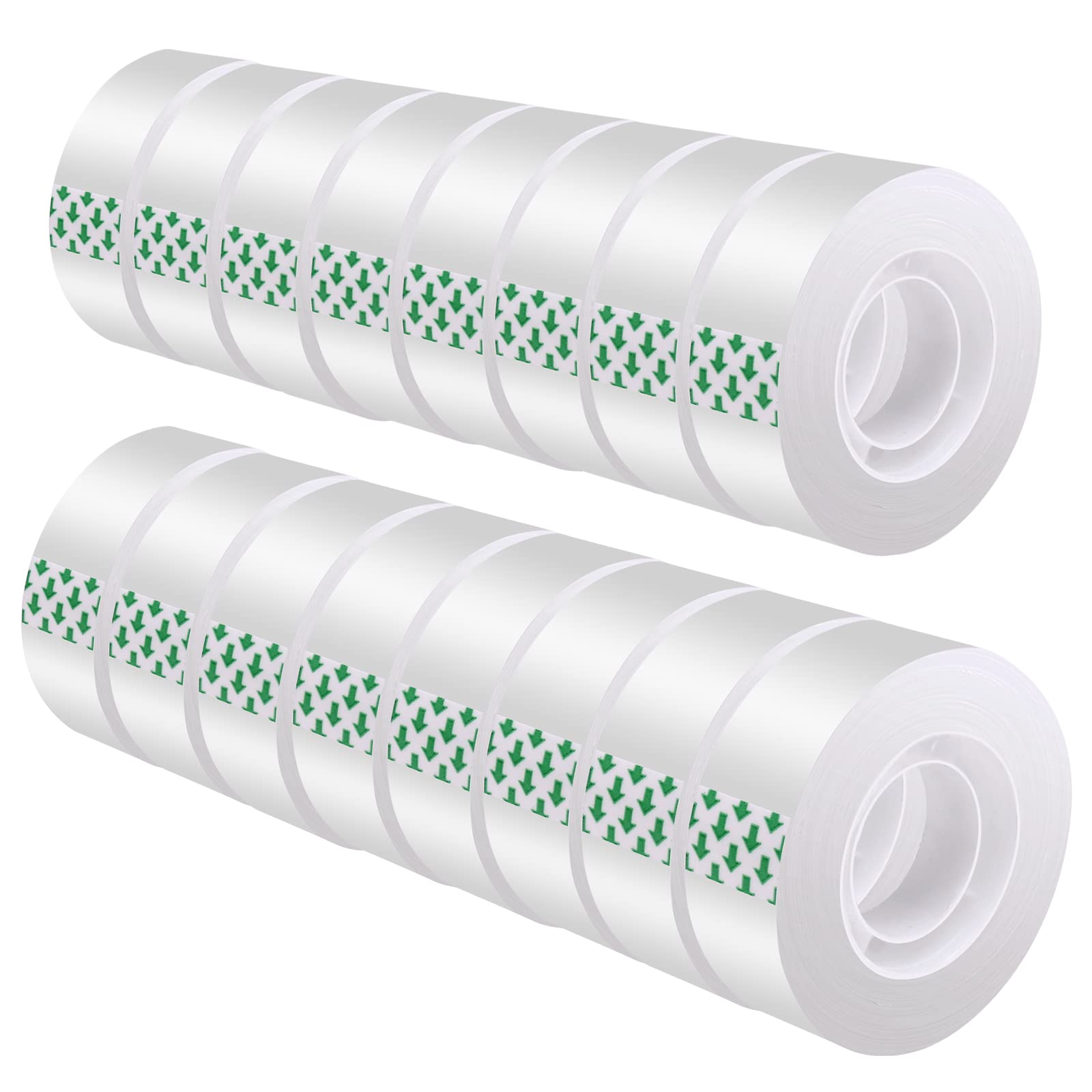 16 Rolls Clear Transparent Gift Wrapping Tape Refills - Strong Adhesive for Gifts, Office, Home & School Use - Bulk Desk Supplies for Wrapping Presents, Sealing Envelopes & DIY Crafts