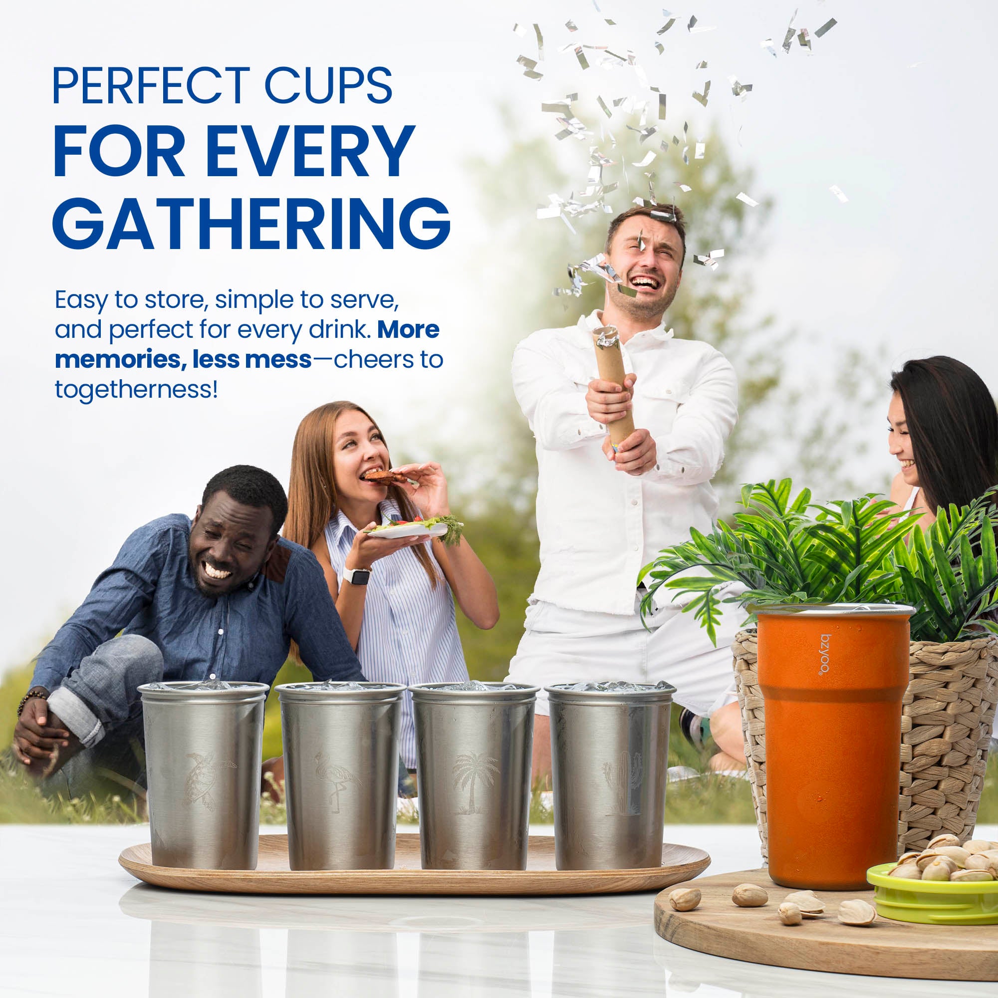 Premium Stainless Steel Camping Cup Set with Hooks - 3-Piece Nesting Design, Durable & Lightweight for Outdoor Adventures (Orange) | Perfect for Hiking, Backpacking, and Travel Accessories