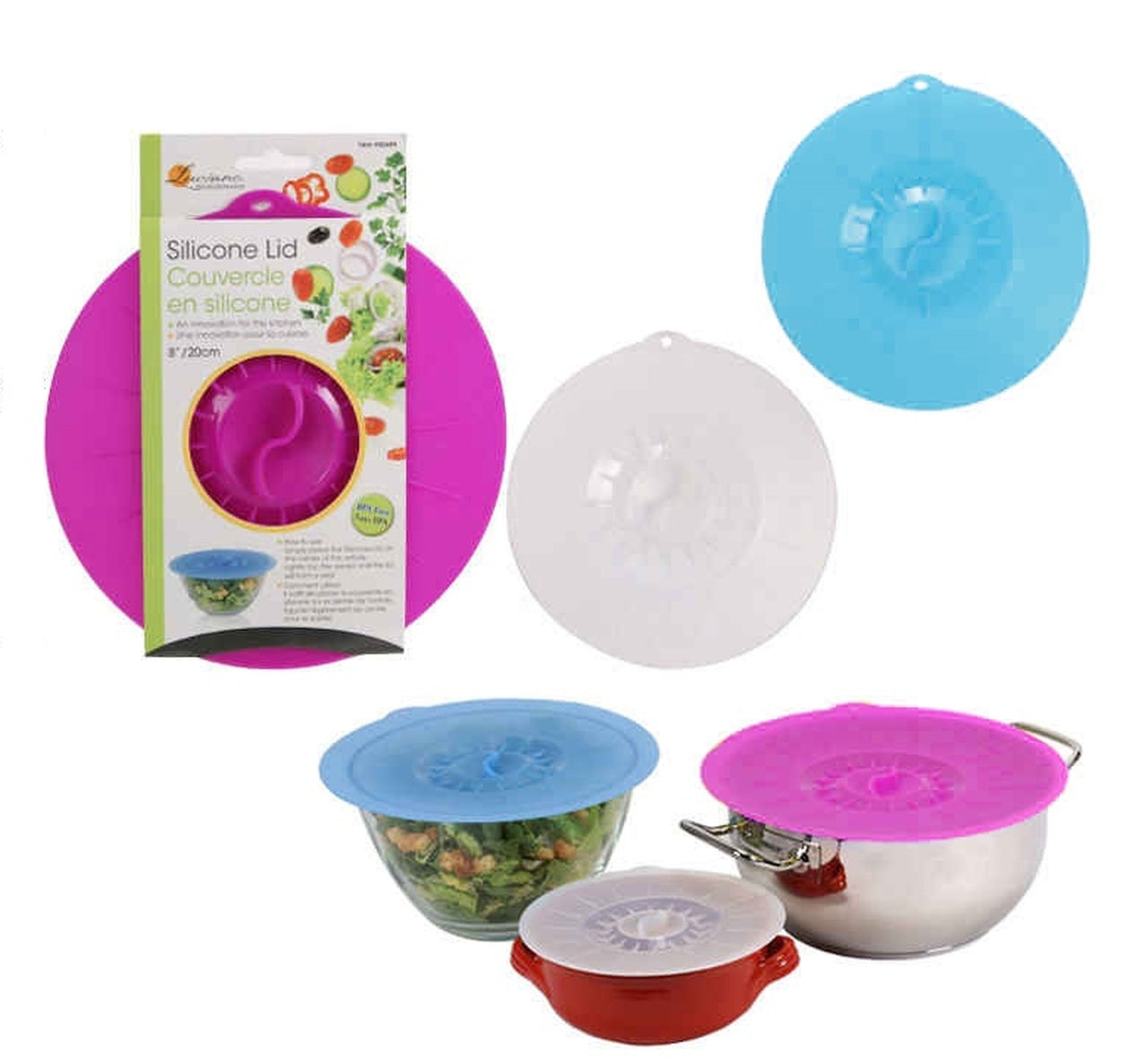 LUCIANO GOURMET Silicone 8-Piece Food Storage Container Lids Set - Airtight, BPA-Free, Universal Fit for Meal Prep & Kitchen Organization