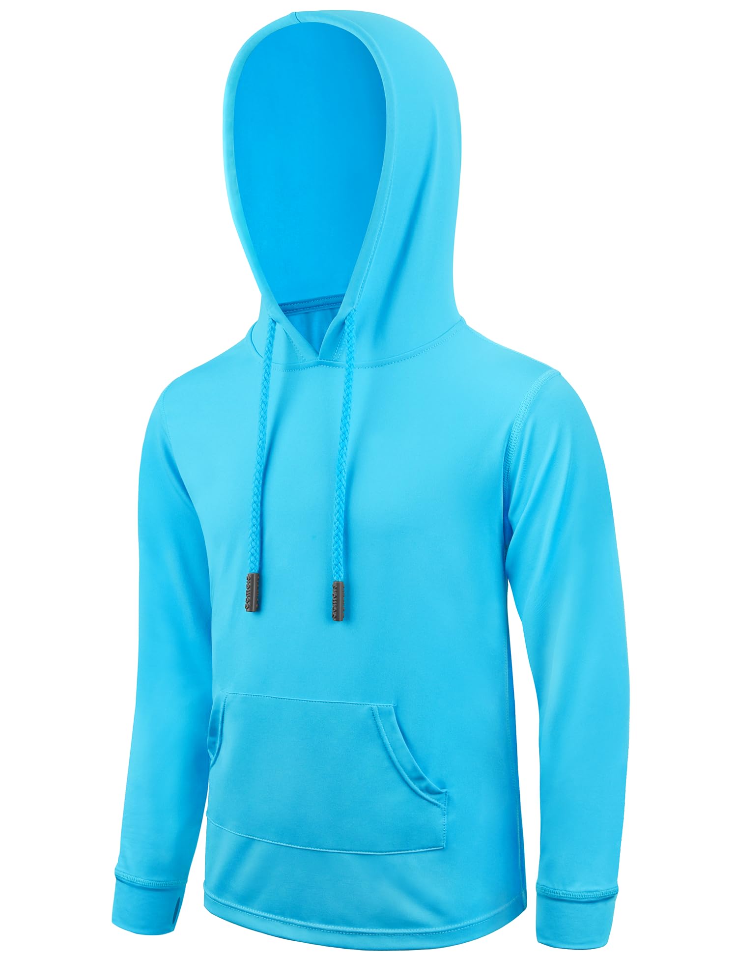 UPF 50+ Boys Rash Guard Swim Shirt - Long Sleeve Sun Protection Hoodie for Kids Fishing, Beach & Watersports with Pocket - Ideal for Swimming, Surfing and Outdoor Summer Activities