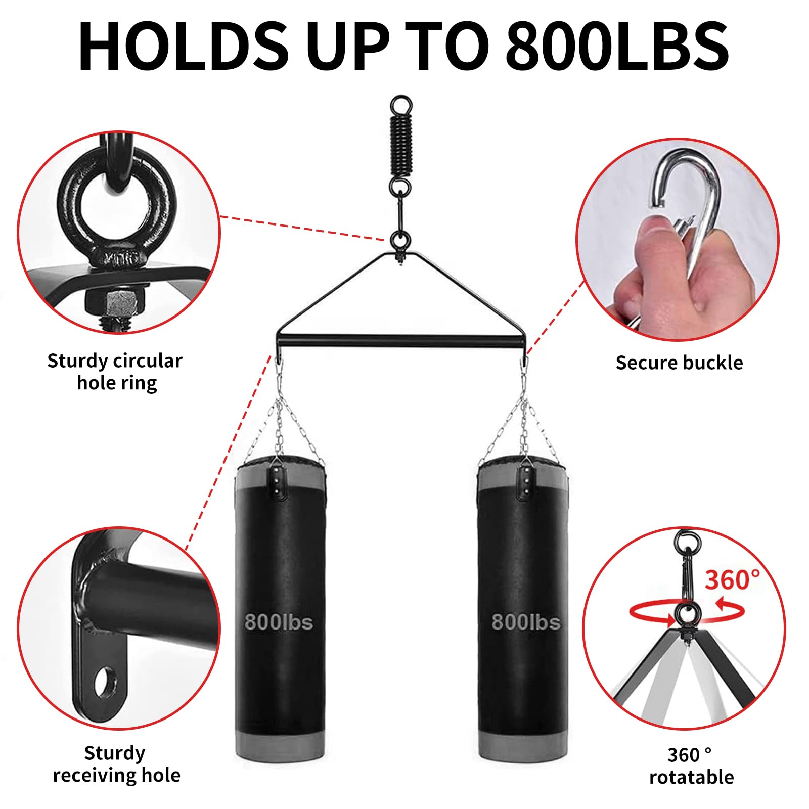 Premium 360-Degree Spinning BDSM Sex Swing for Couples - Heavy Duty Steel Triangle Frame with Comfortable Widened Pads, Supports Up to 800 lbs - Perfect for Indoor Bondage Play & Spice Up Your Bedroom Life
