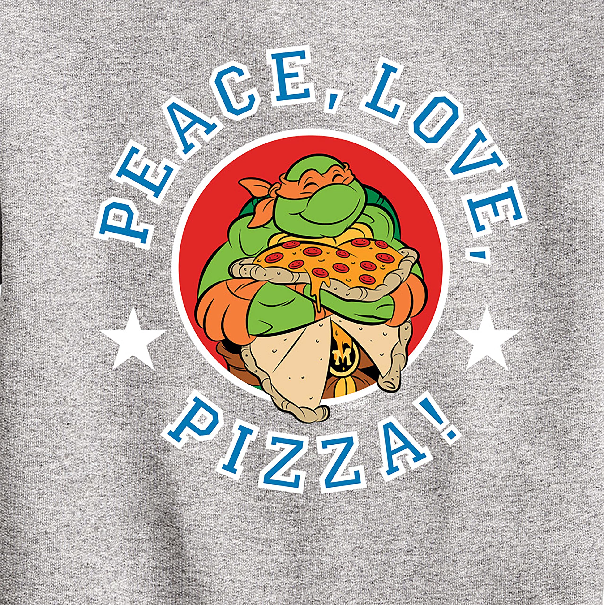 HYBRID APPAREL Teenage Mutant Ninja Turtles Peace Love Pizza Youth Crewneck Fleece Sweatshirt | TMNT Graphic Pullover for Boys & Girls | Casual Wear, School Outfits & Pizza Lovers Gift